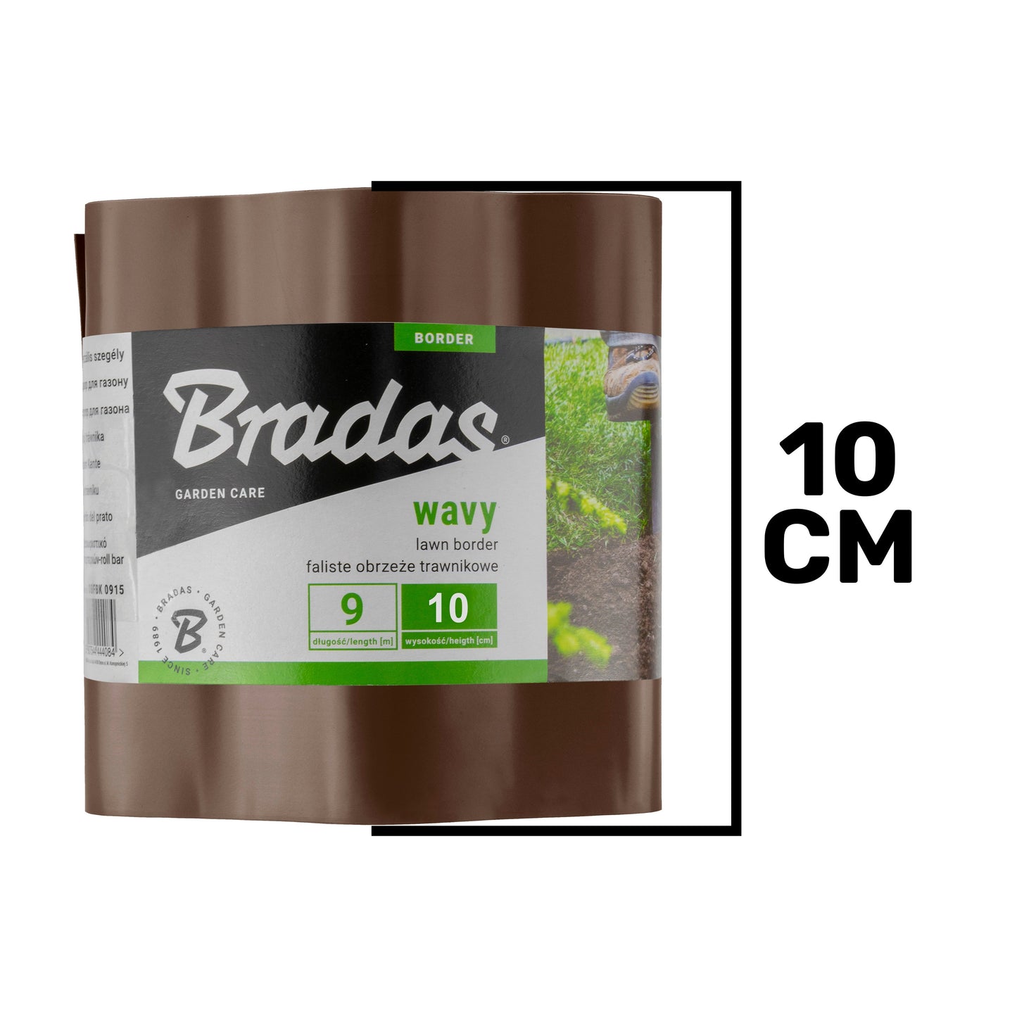 Brown Plastic Wave‑Pattern Lawn Edging Strip – 10cm × 9m