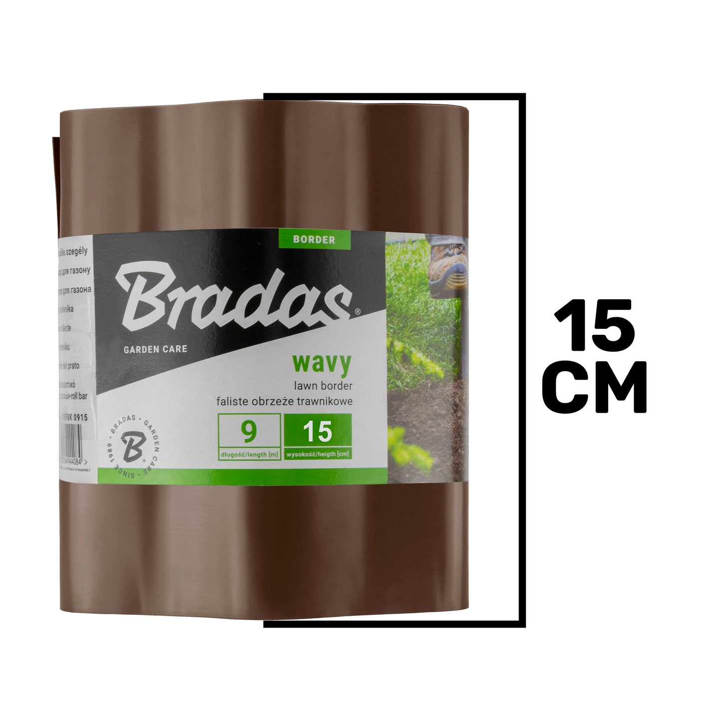 Brown Plastic Wave‑Pattern Lawn Edging Strip – 15cm × 9m