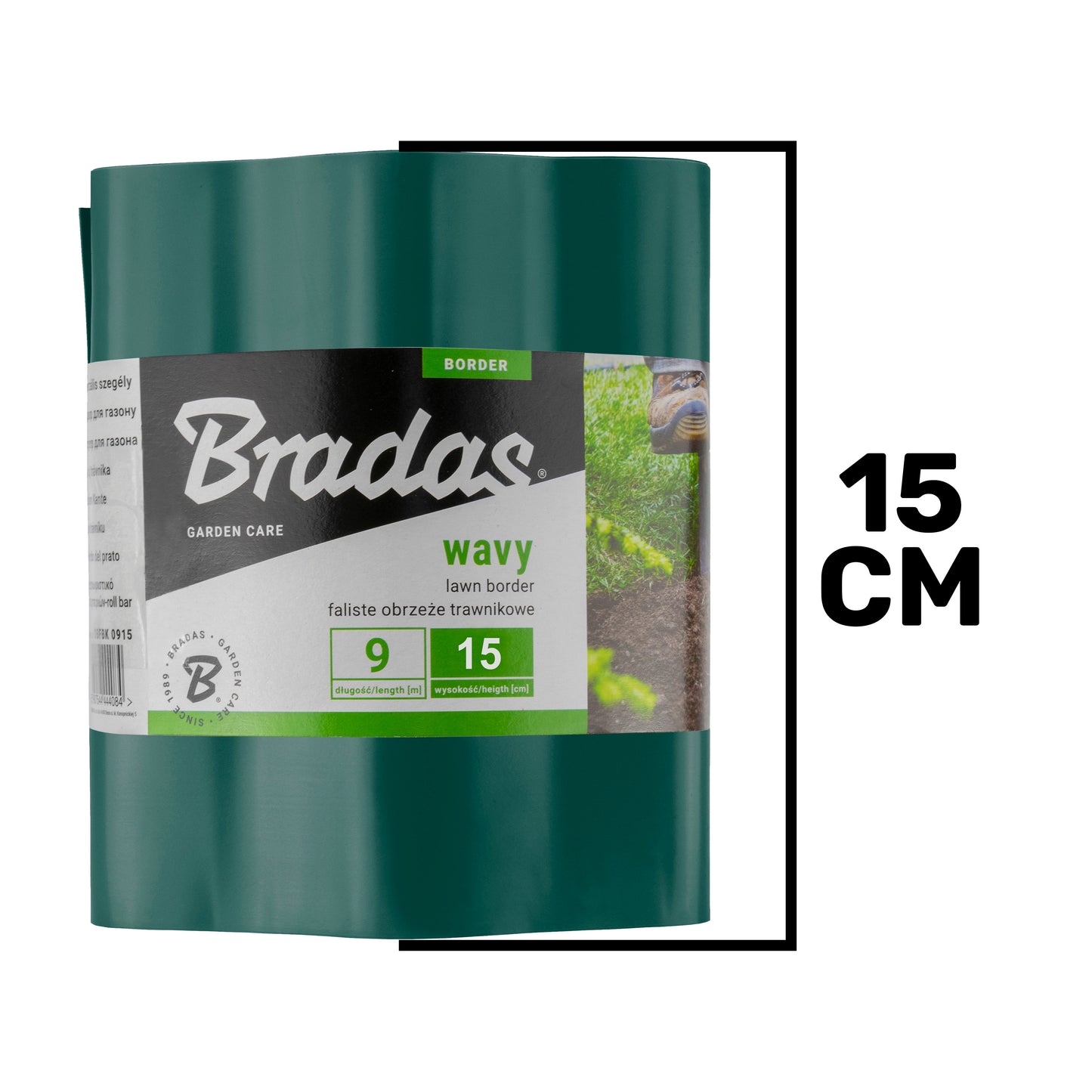 Green Plastic Wave‑Pattern Lawn Edging Strip – 15cm × 9m