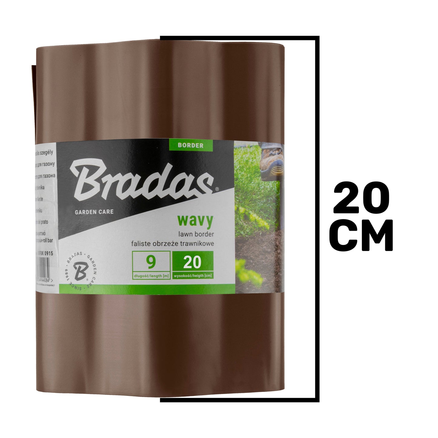 Brown Plastic Wave‑Pattern Lawn Edging Strip – 20cm × 9m