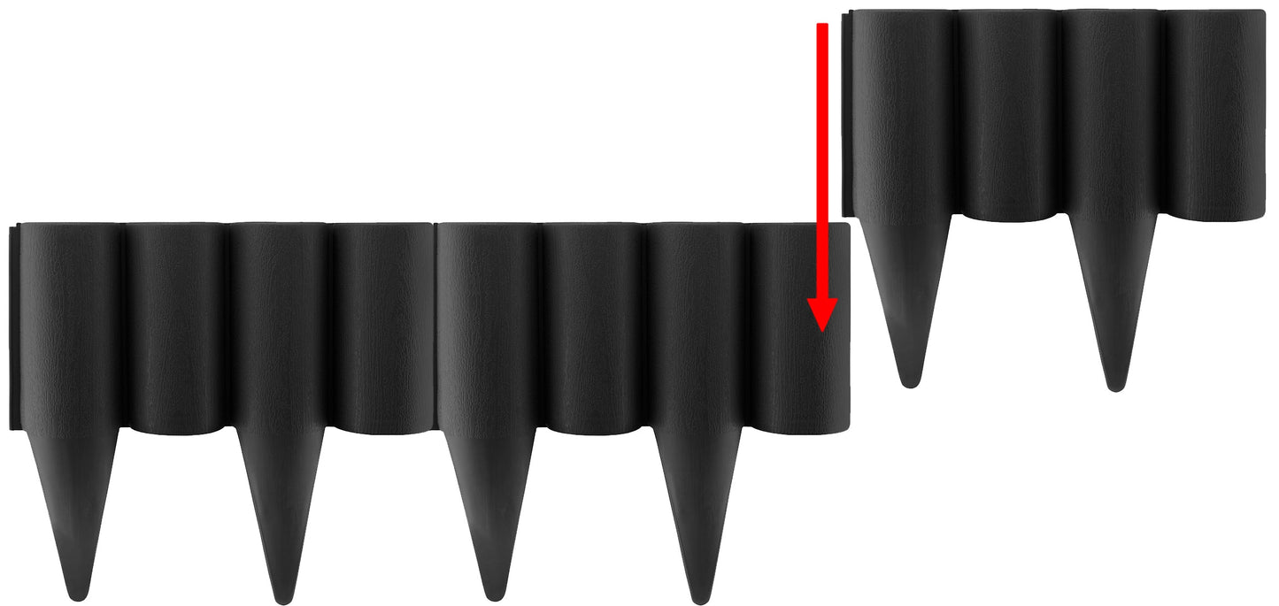 Black Plastic Palisade Lawn Border with Wood Effect 2.5m