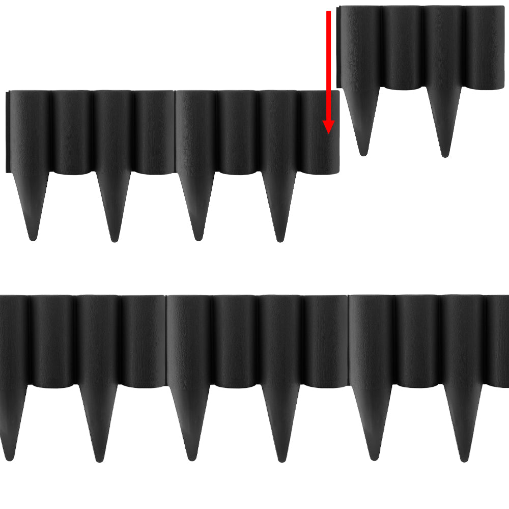 Black Plastic Palisade Lawn Border with Wood Effect 2.5m