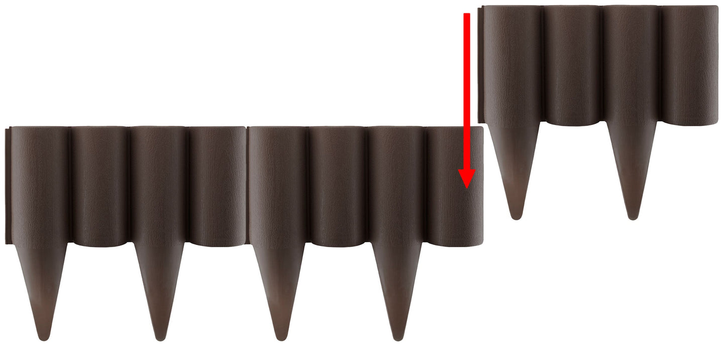 Brown Plastic Palisade Lawn Border with Wood Effect 2.5m