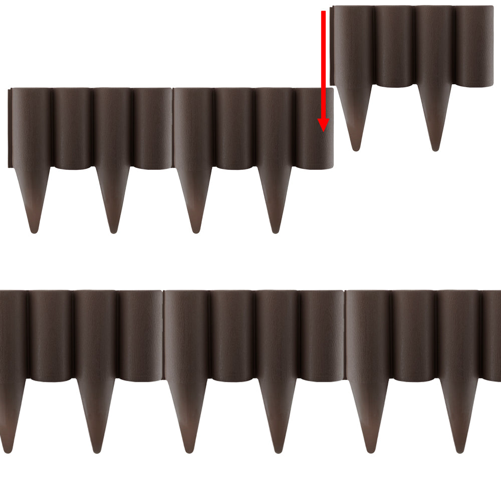 Brown Plastic Palisade Lawn Border with Wood Effect 2.5m