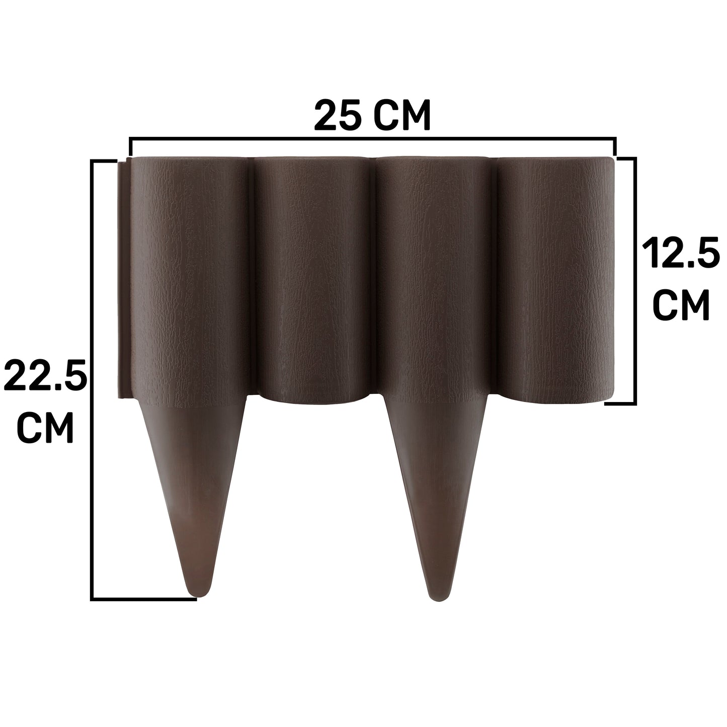 Brown Plastic Palisade Lawn Border with Wood Effect 2.5m