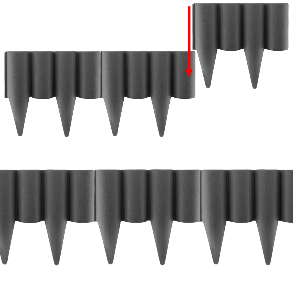 Grey Plastic Palisade Lawn Border with Wood Effect 2.5m
