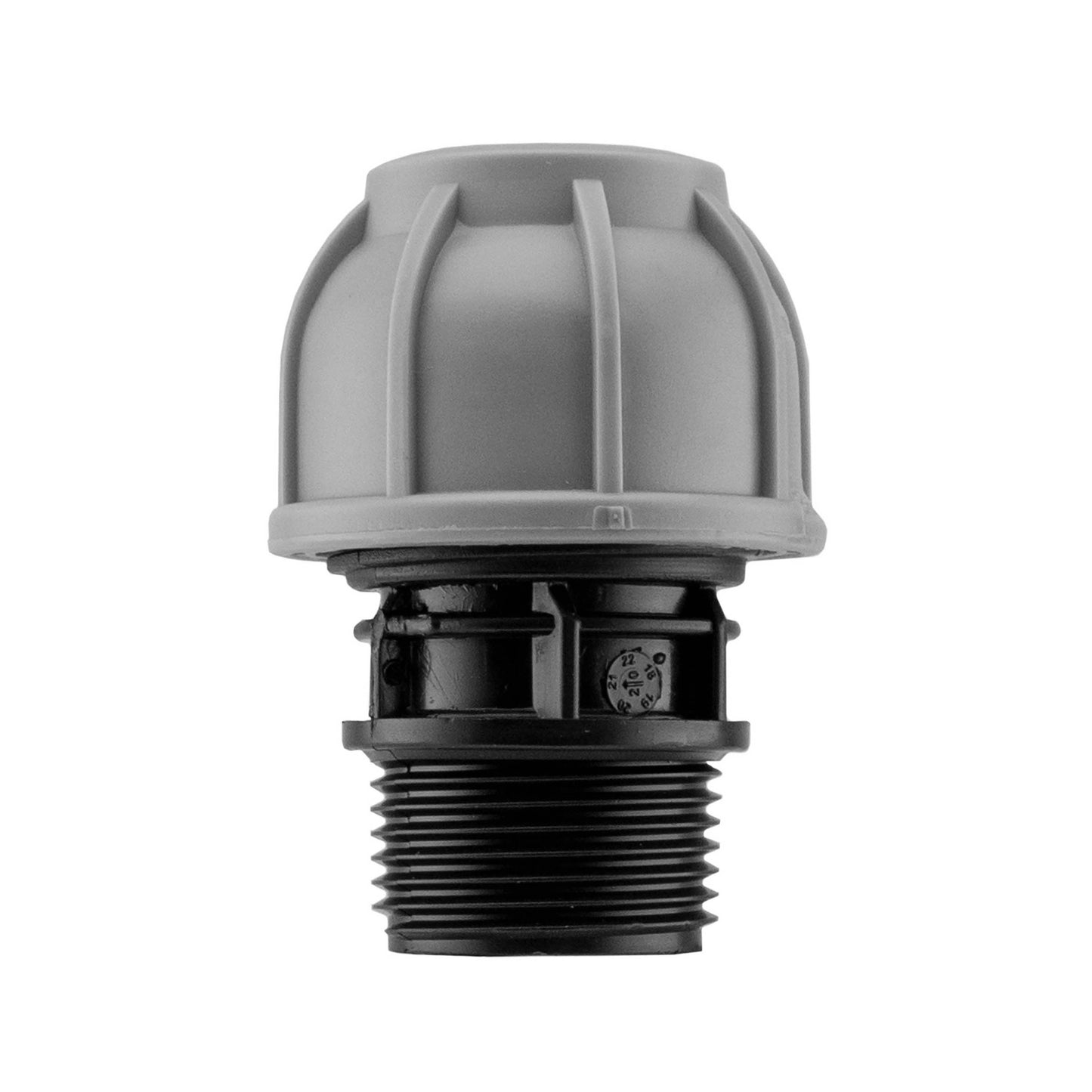 20mm MDPE Straight Connector with BSPF Quick-Connect Valve & 4mm Barb Hose Connector