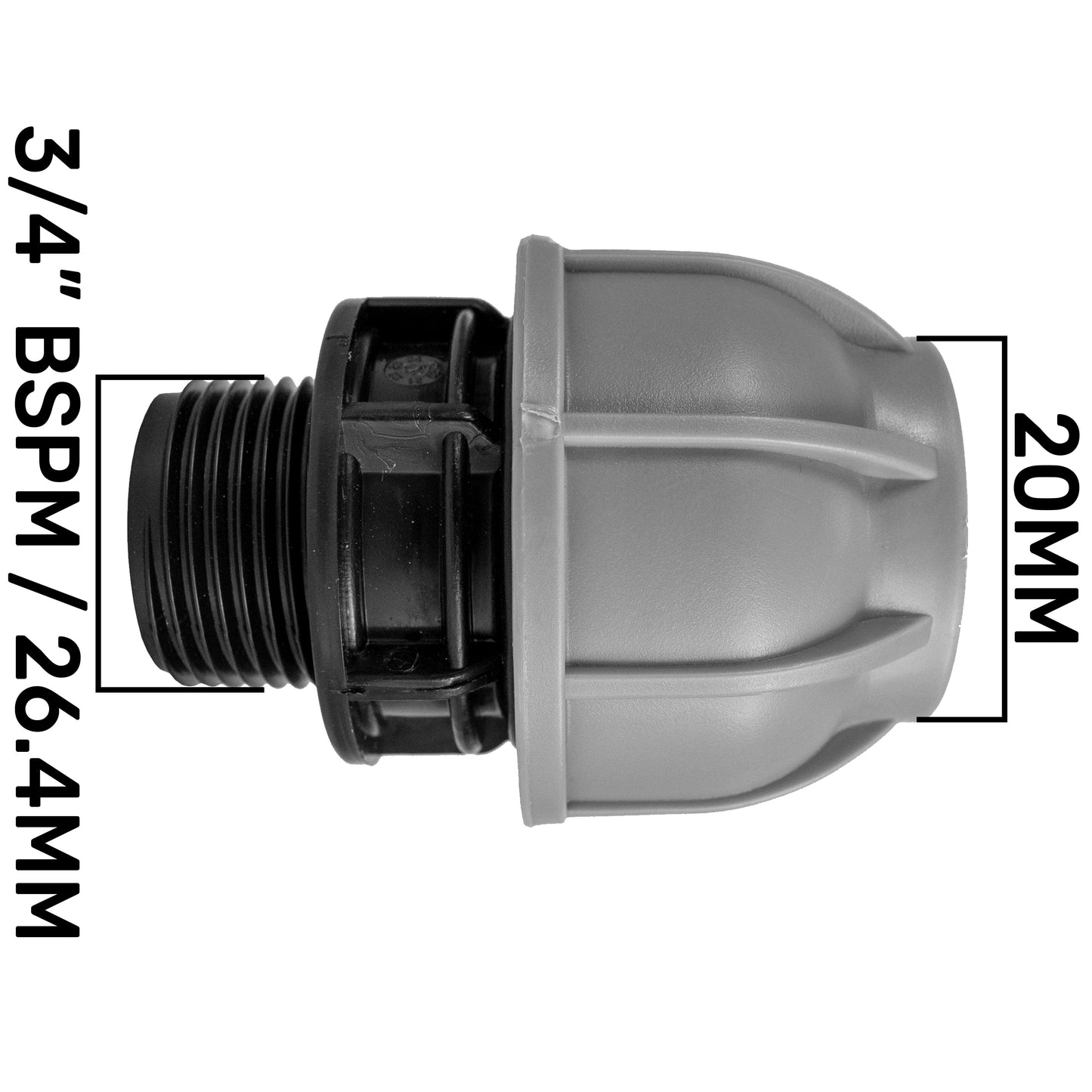 In-Line BSPF Valve with Two 20mm MDPE Straight Connectors