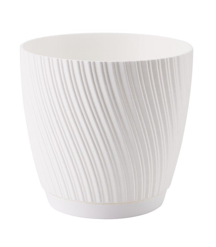 White Mika Flower Pot with Saucer 170mm