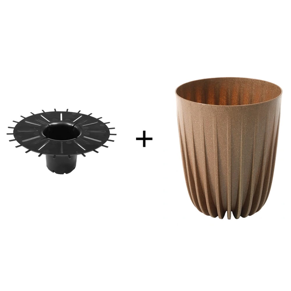 Mira Decorative Pot 145mm – Eco Wood, No Drainage Hole