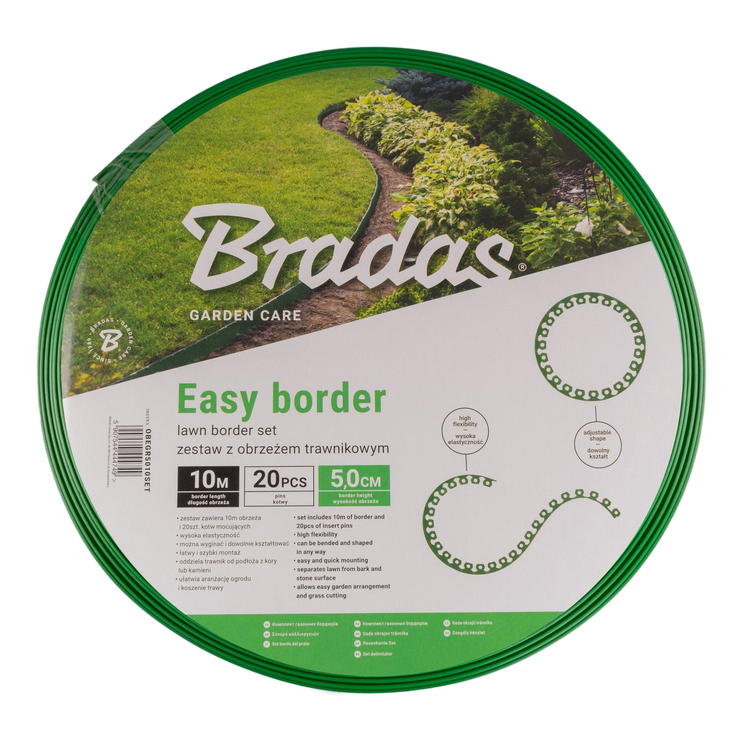 50mm Green Easy Lawn Edging, 10 metres, Including Pegs