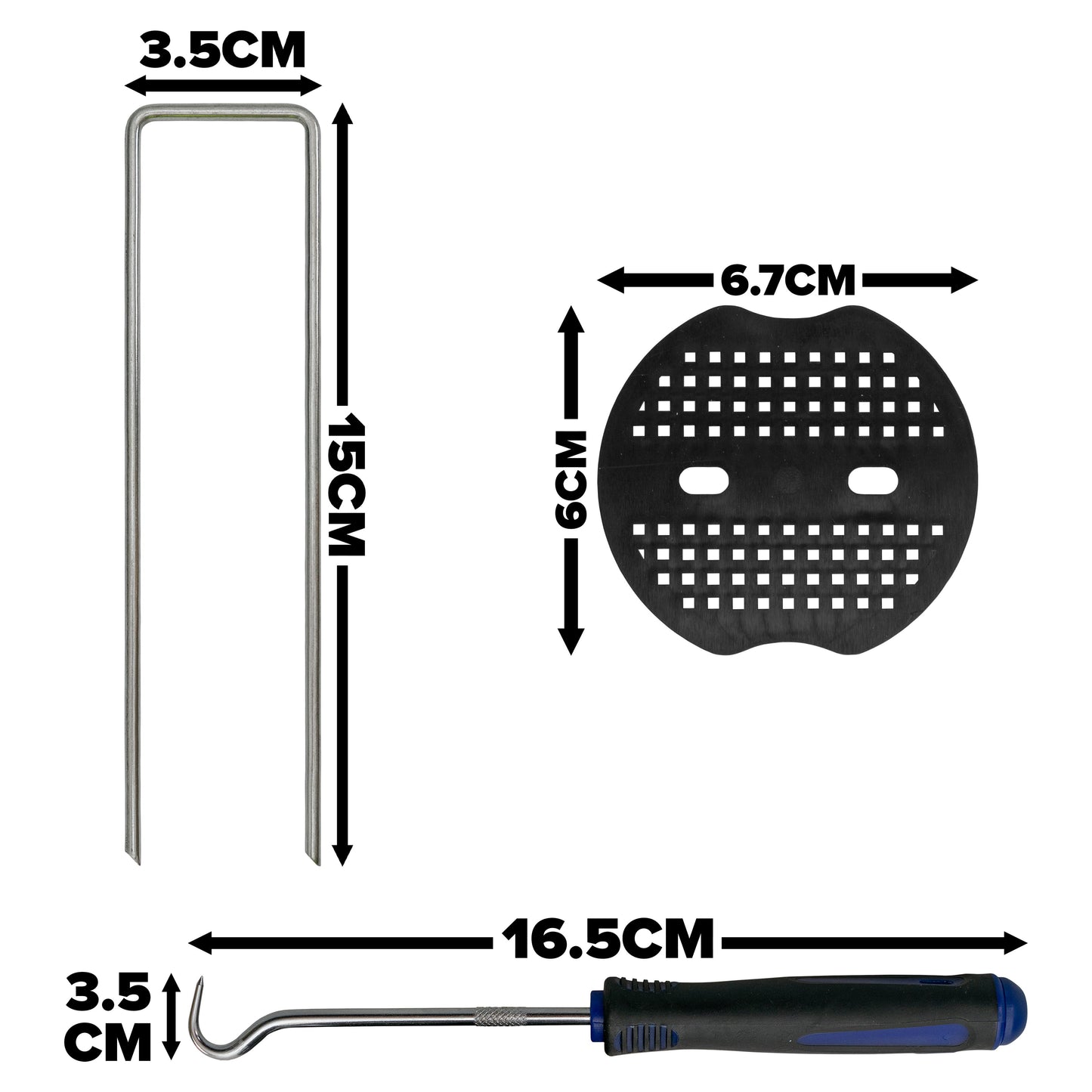 6”/150mm Blue Pegs for Weed Control Membranes with Buffer Washers