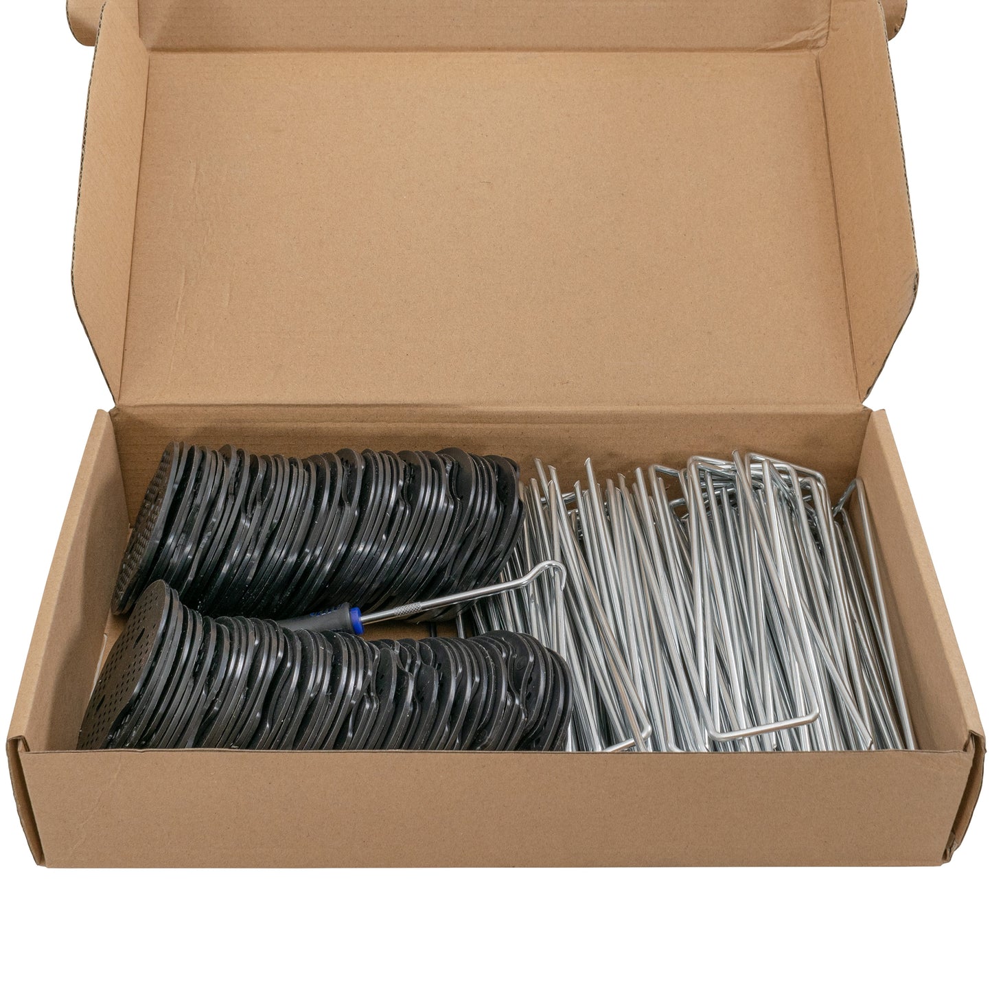6”/150mm Red Pegs for Weed Control Membranes with Buffer Washers