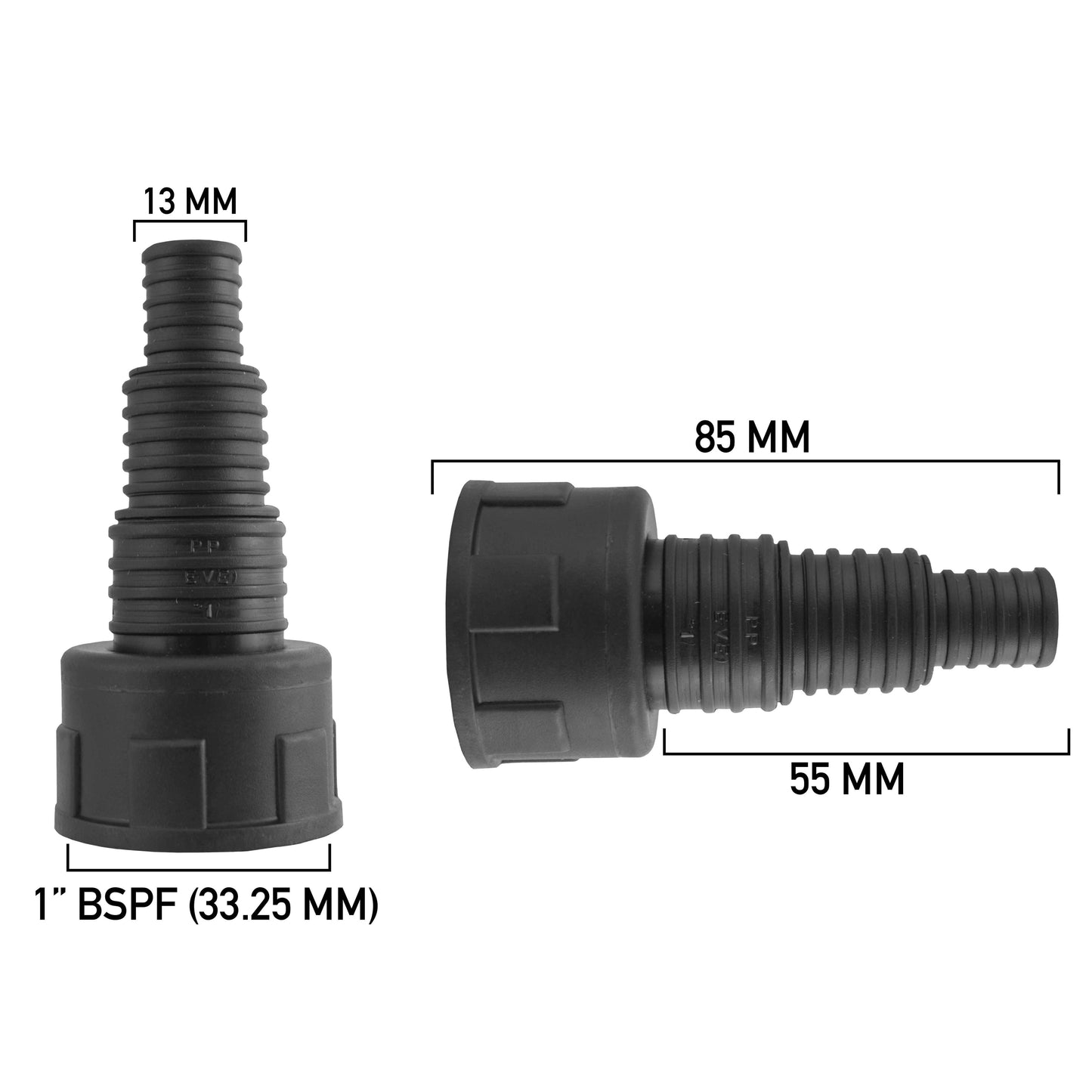 1″ BSP Female Pond Hose Adapter – Fits 13mm, 20mm & 25mm Pipe
