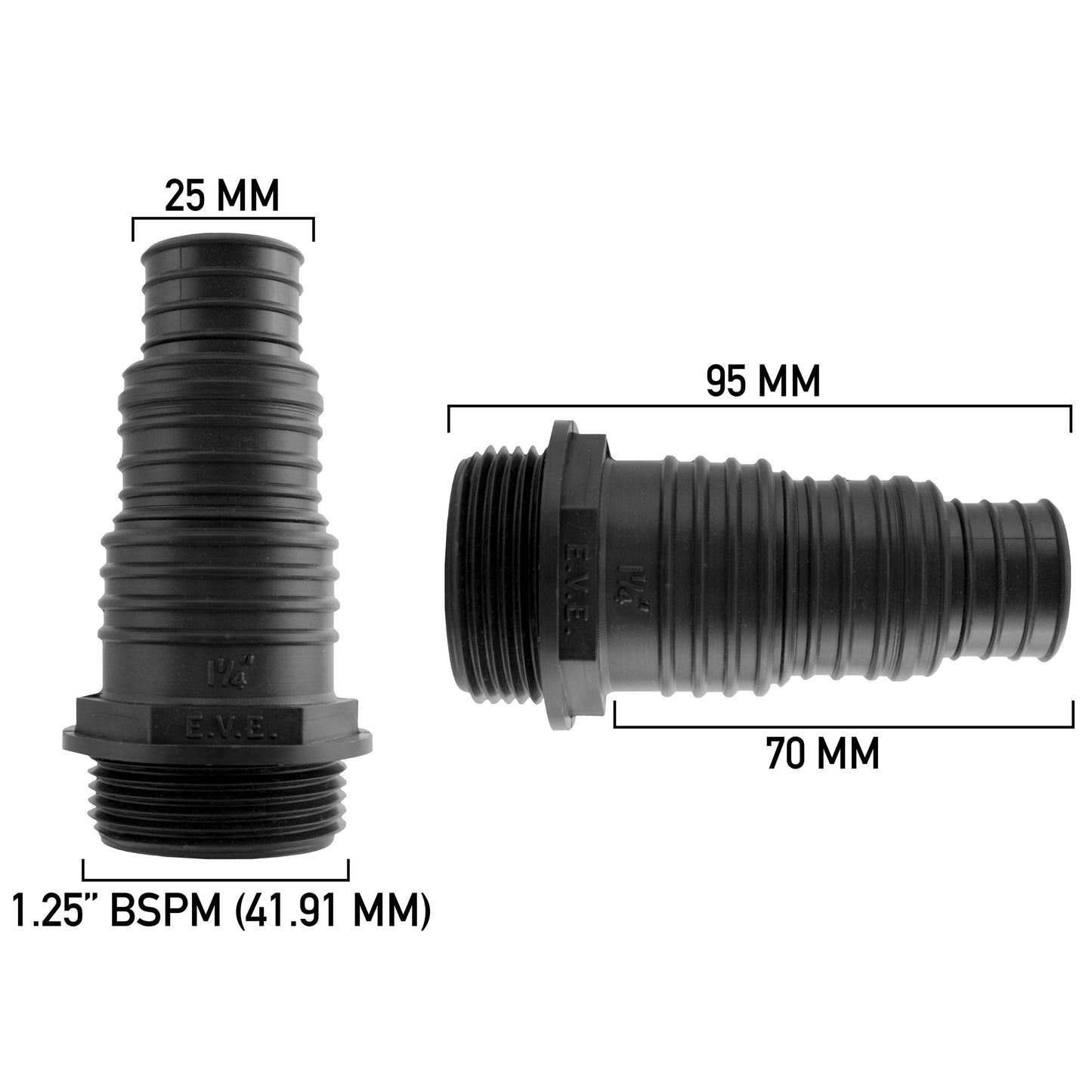 1.25″ BSP Male Pond Hose Adapter – Fits 25mm, 32mm & 38mm Pipe