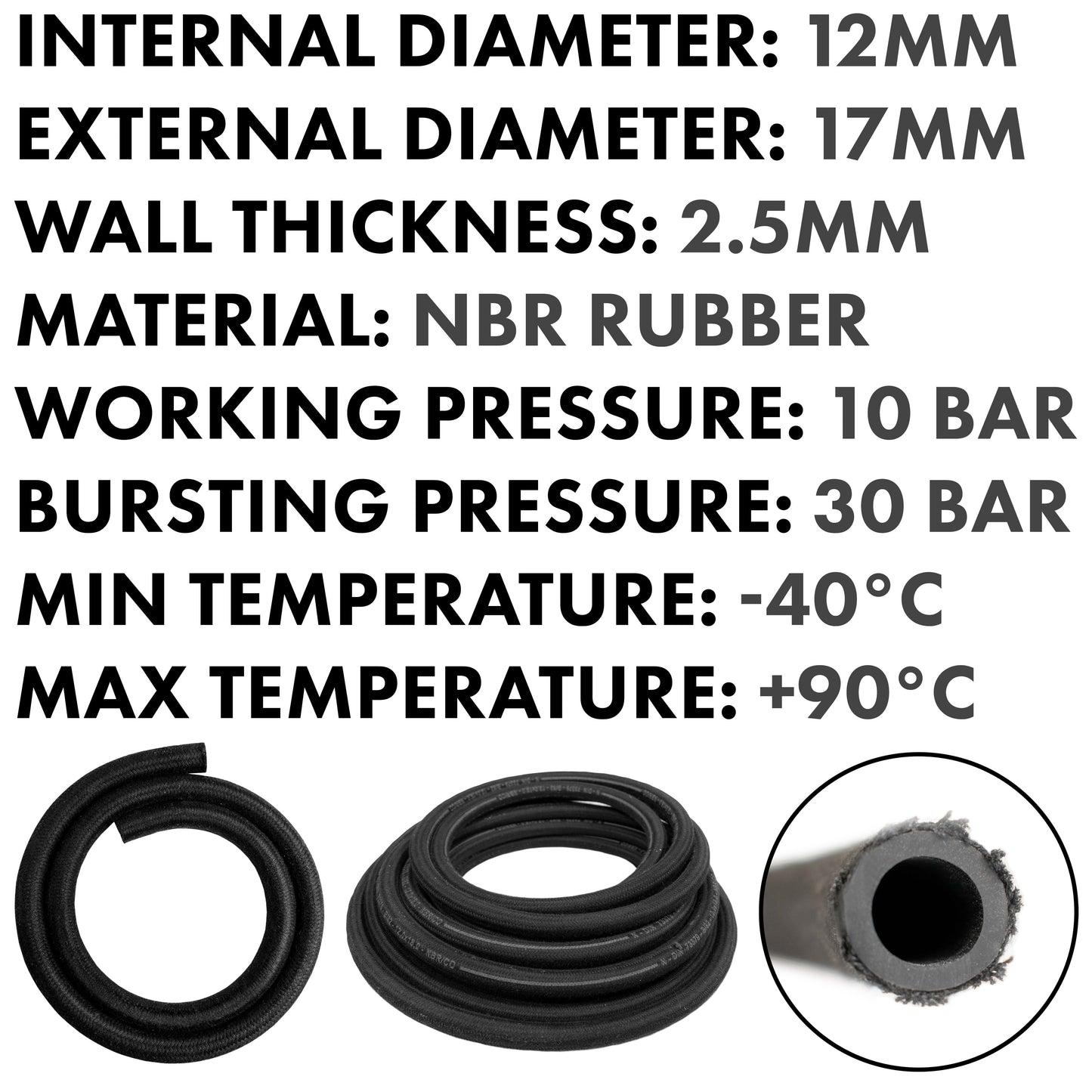 Heat-Resistant Rubber Hose Reinforced with Textile Braid – 12mm/18mm