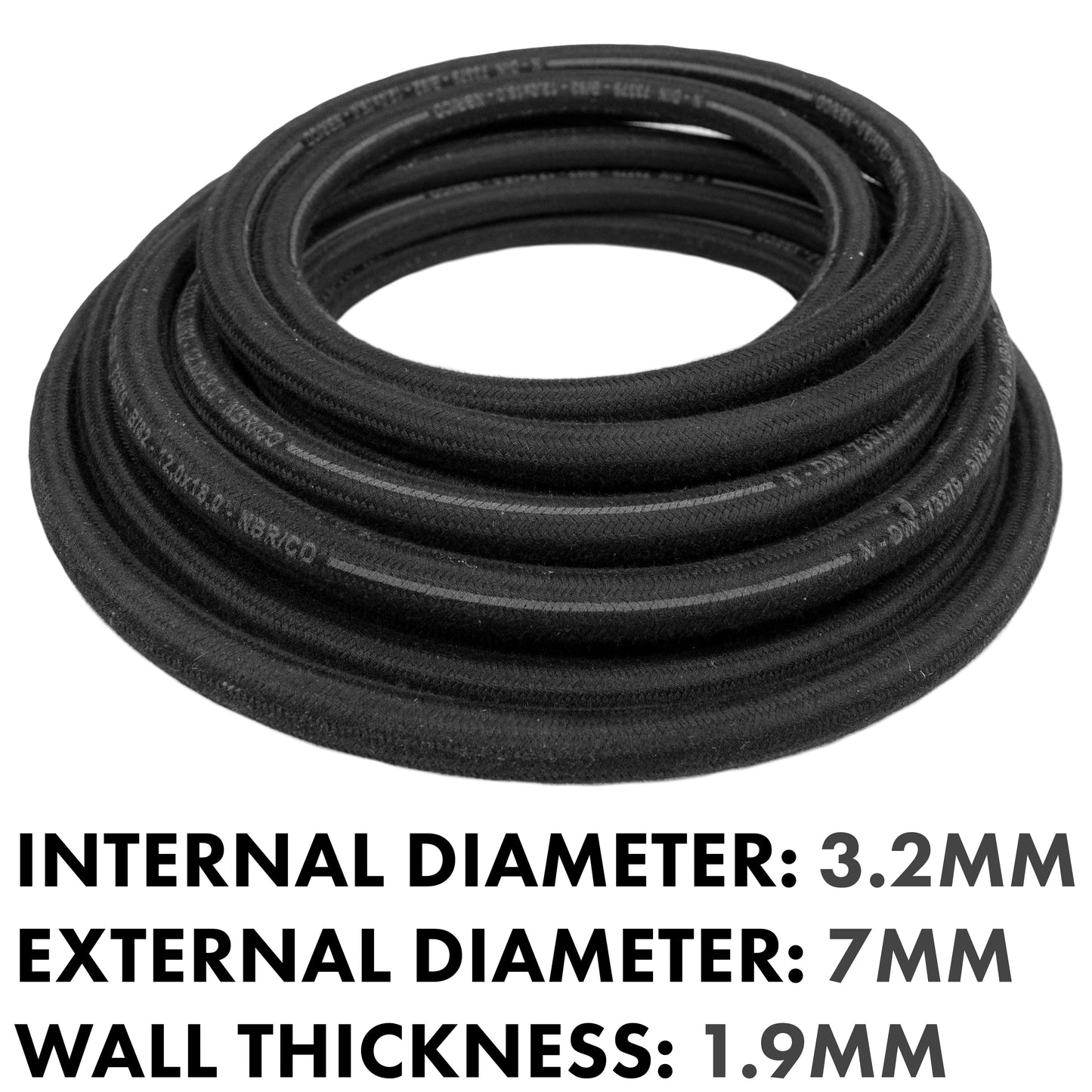 Heat-Resistant Textile Braided Rubber Hose 3.2mm/7mm