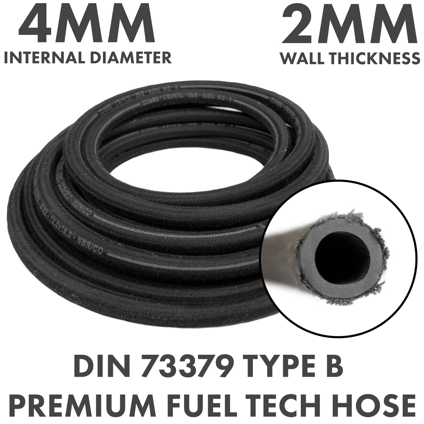 Heat-Resistant Textile Braided Rubber Hose 4mm/8m
