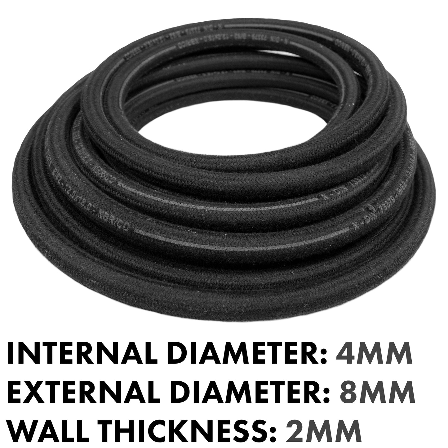 Heat-Resistant Textile Braided Rubber Hose 4mm/8m