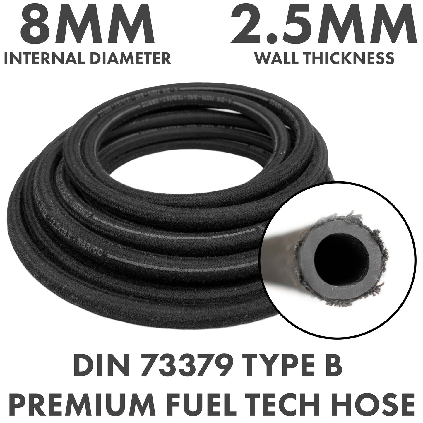 Heat-Resistant Rubber Hose Reinforced with Textile Braid – 8mm/13mm