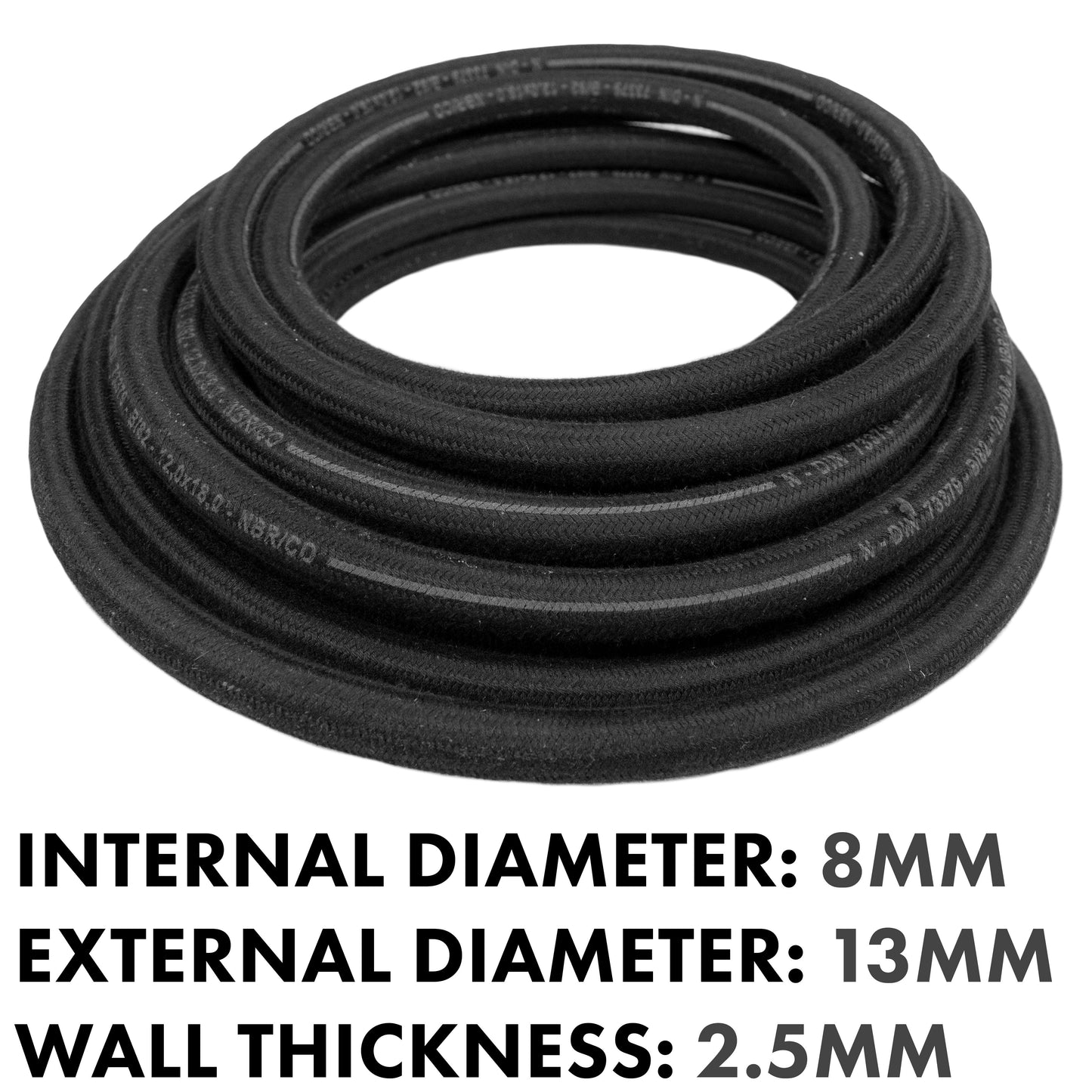 Heat-Resistant Rubber Hose Reinforced with Textile Braid – 8mm/13mm