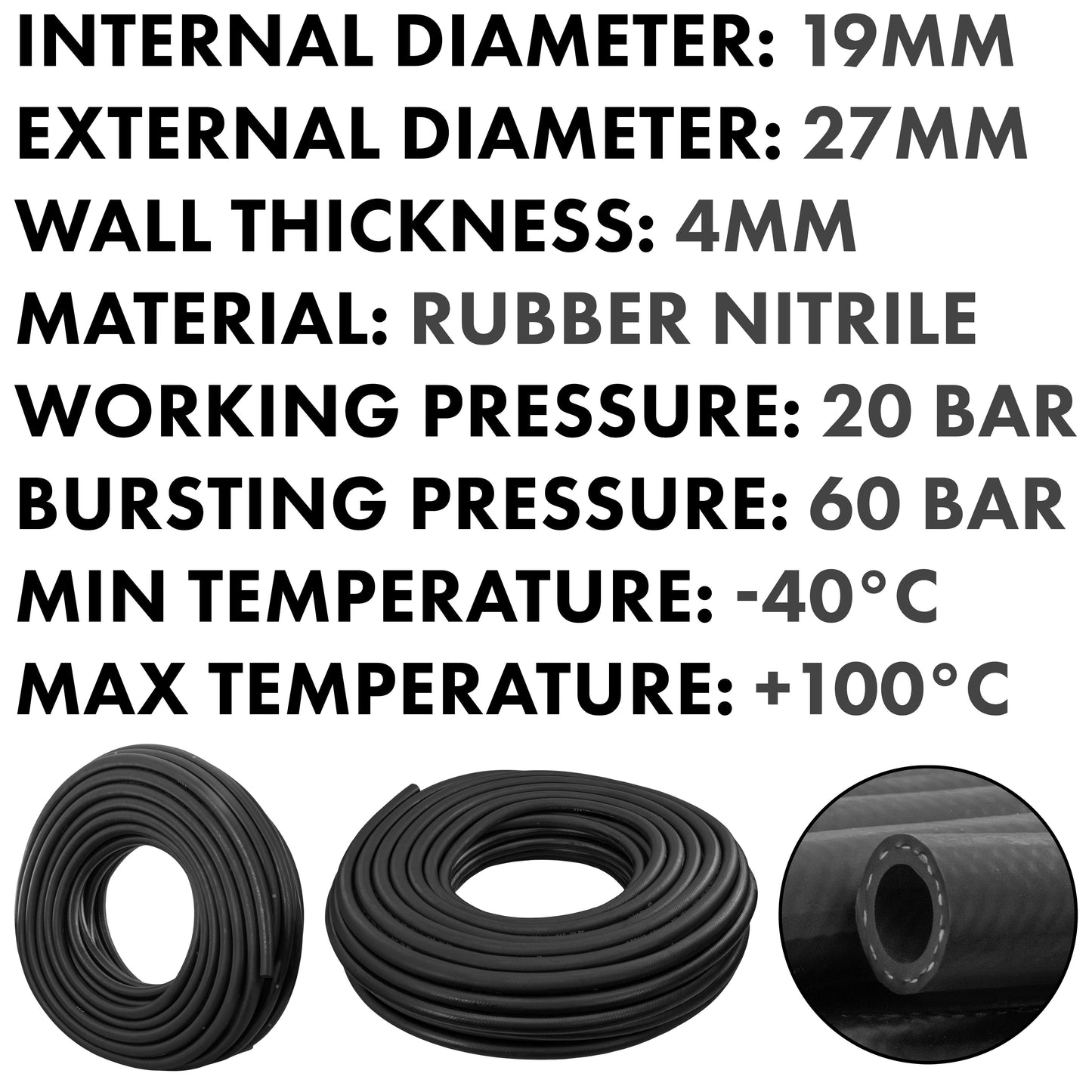 19 mm Braided Rubber Fuel & Oil Hose – SAE J30 R6 Compliant