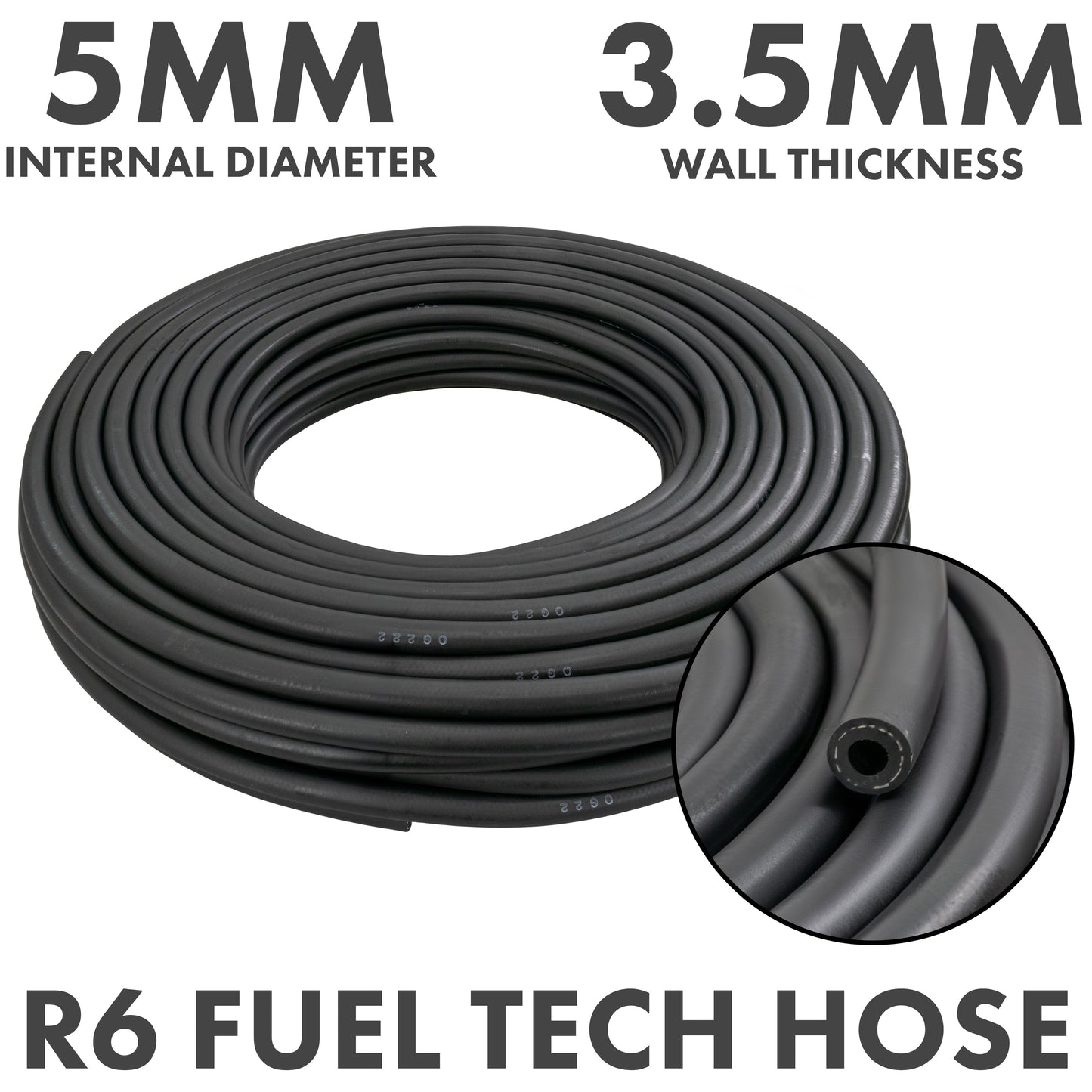 5 mm Braided Rubber Fuel & Oil Hose – SAE J30 R6 Compliant