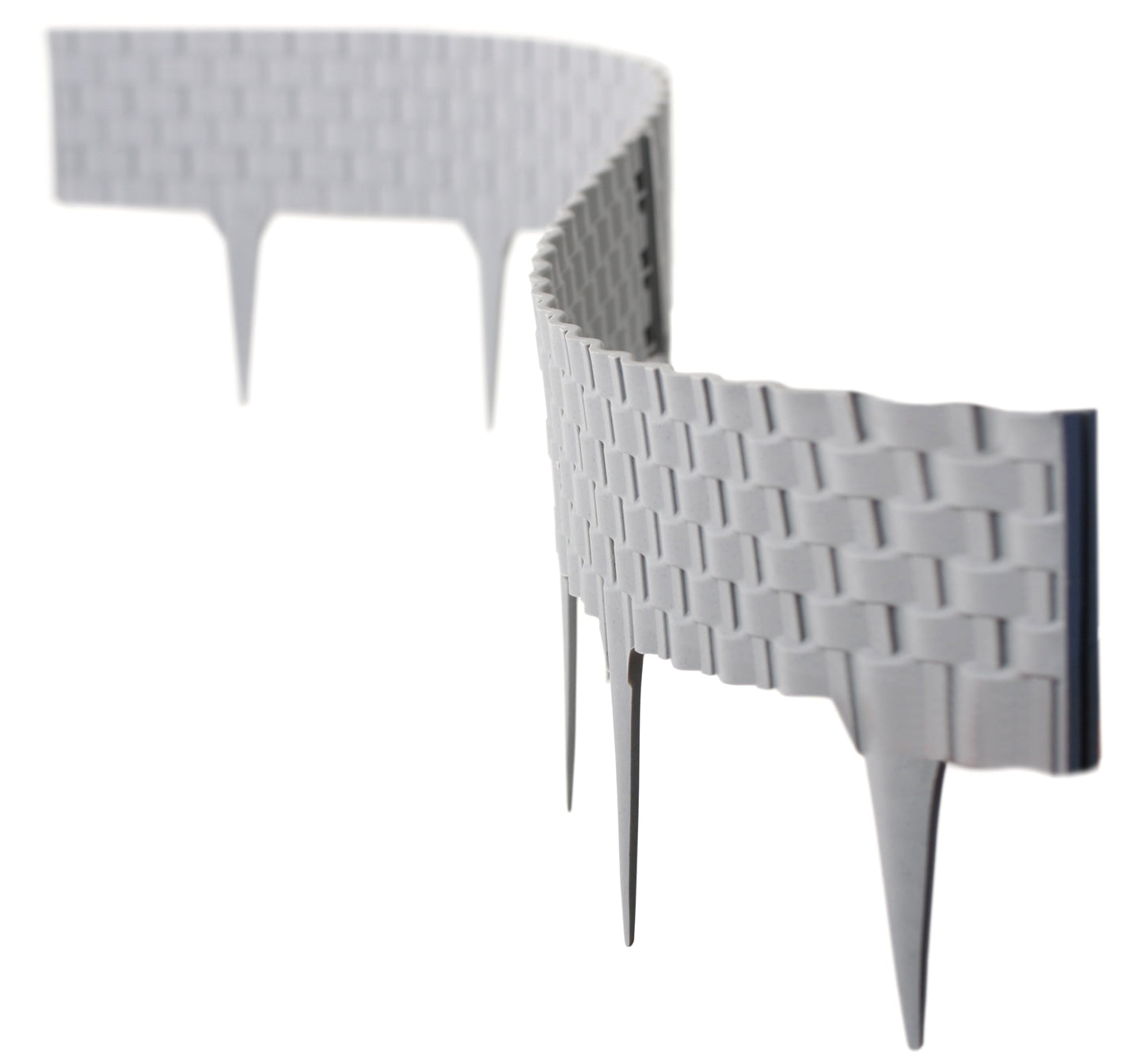 Grey Plastic Palisade Lawn Border with Rattan Texture 2.4m