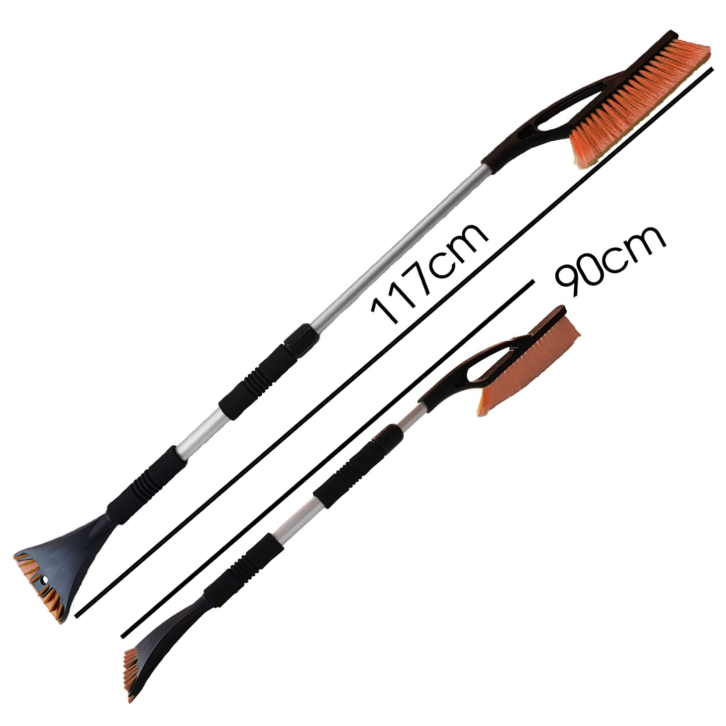 Orange Extendable Snow Brush with Ice Scraper