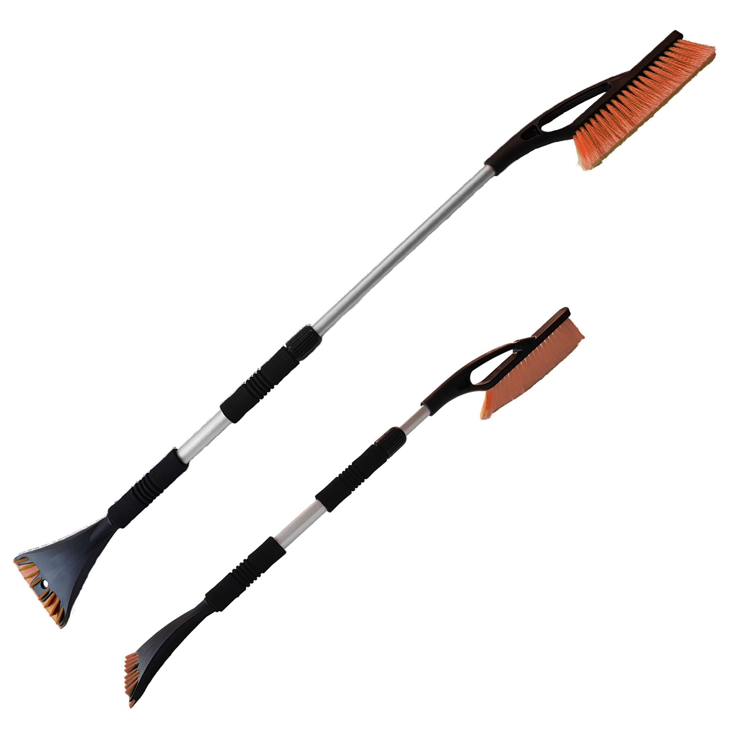 Orange Extendable Snow Brush with Ice Scraper