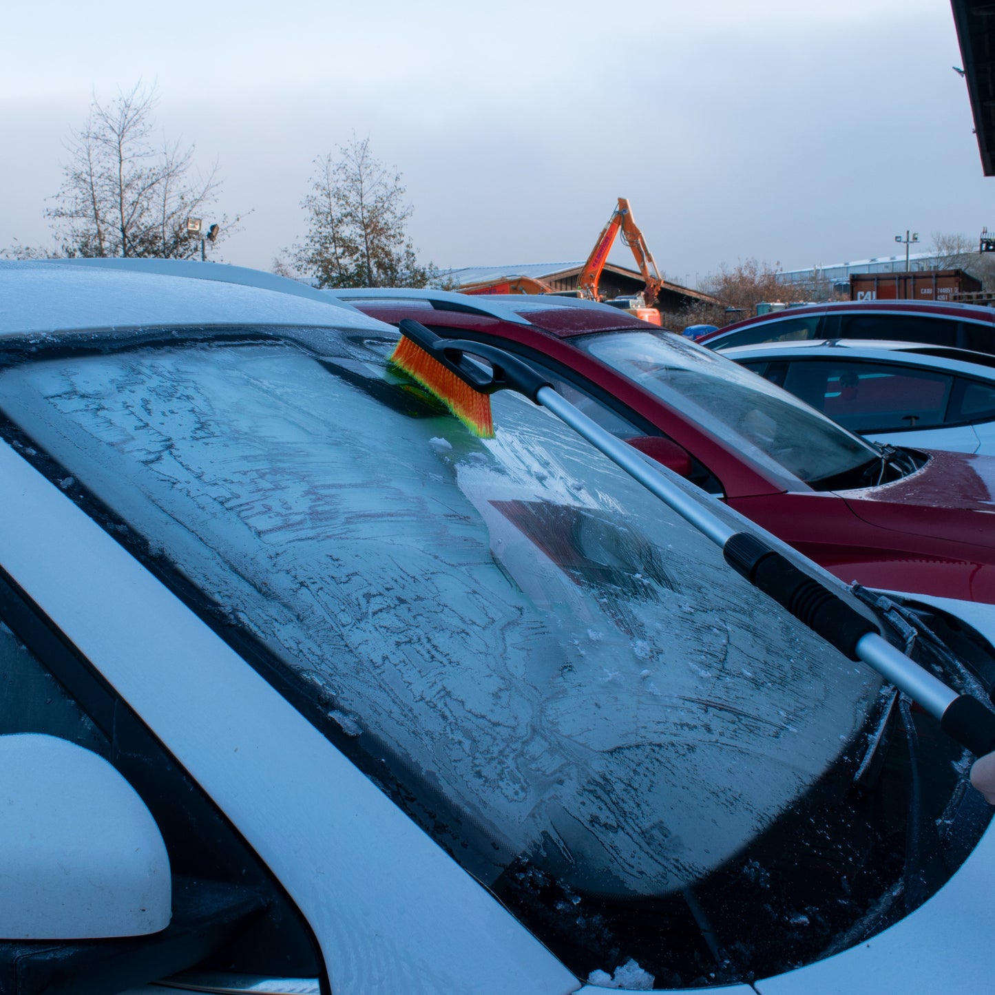 Orange Extendable Snow Brush with Ice Scraper