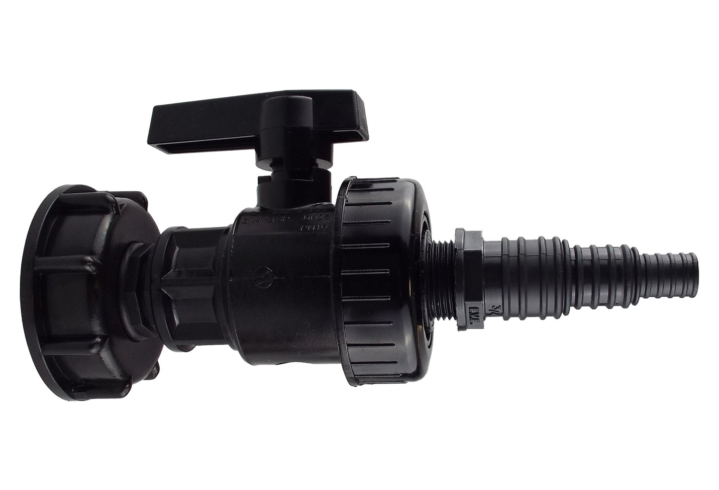IBC 2" S60X6 Lid with Large Plastic Tap and Multi-Size Pond Hose Barb (13/20/25mm)