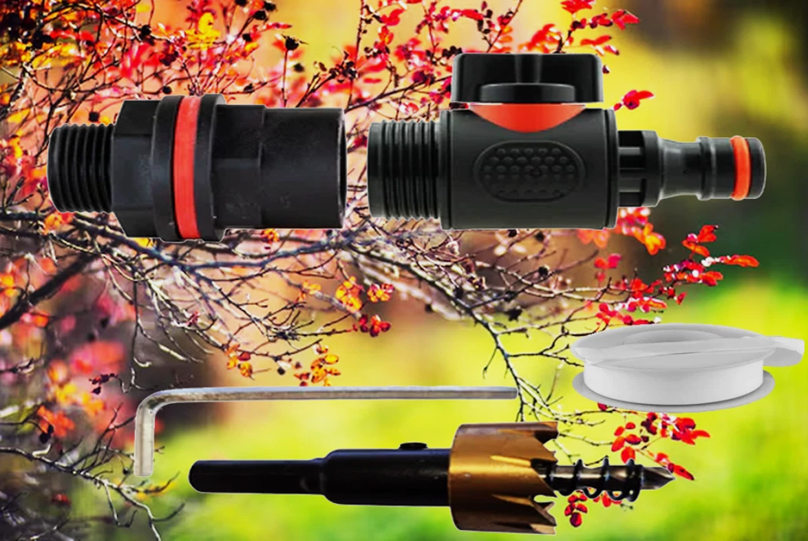 3/4" Water Butt Kit with In-Line Valve,PTFE Tape & Drill Bit – Fast Setup!