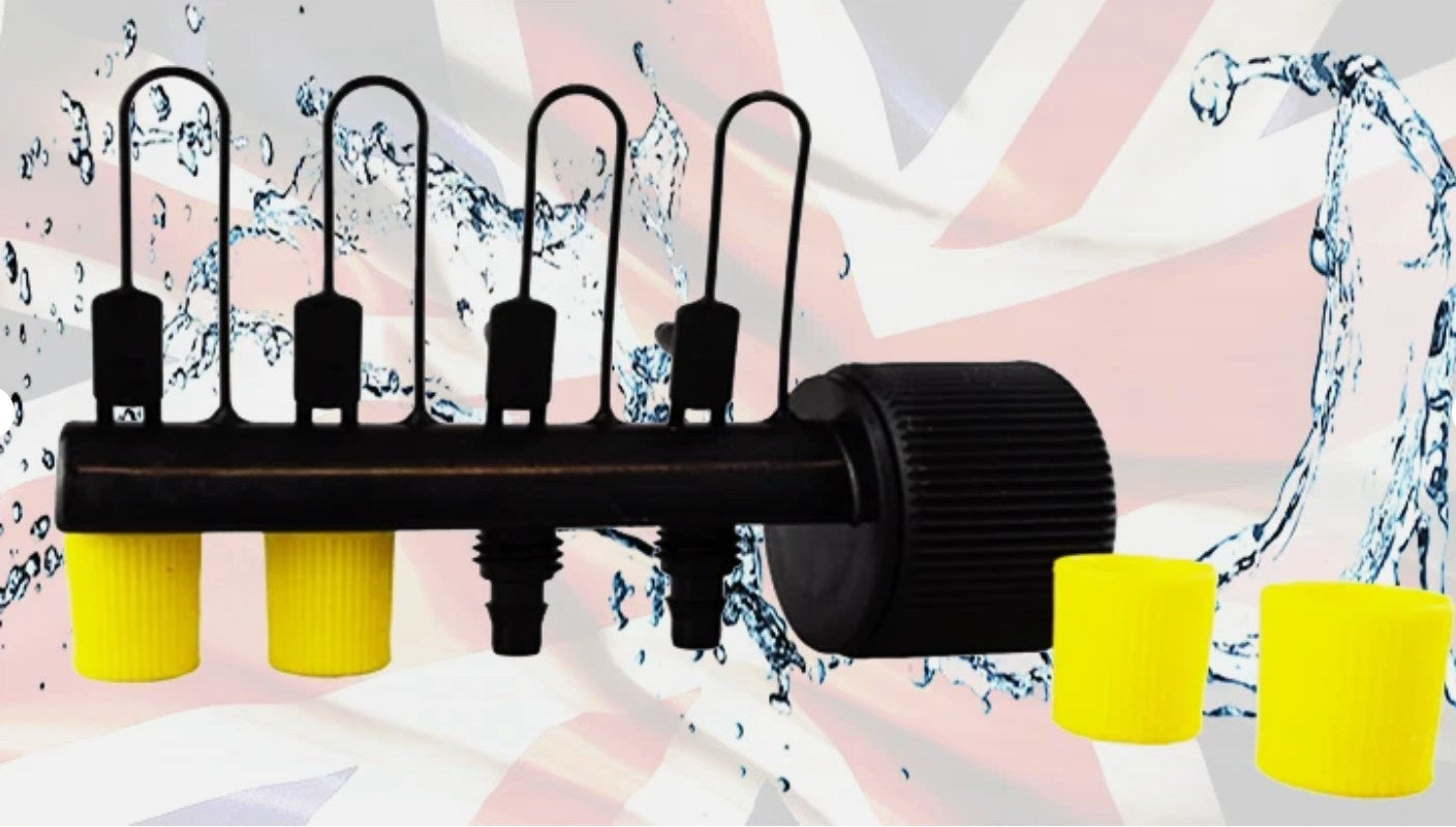 4-Way Micro Irrigation Tap Connector – Quick Connect + Double Lever Valve