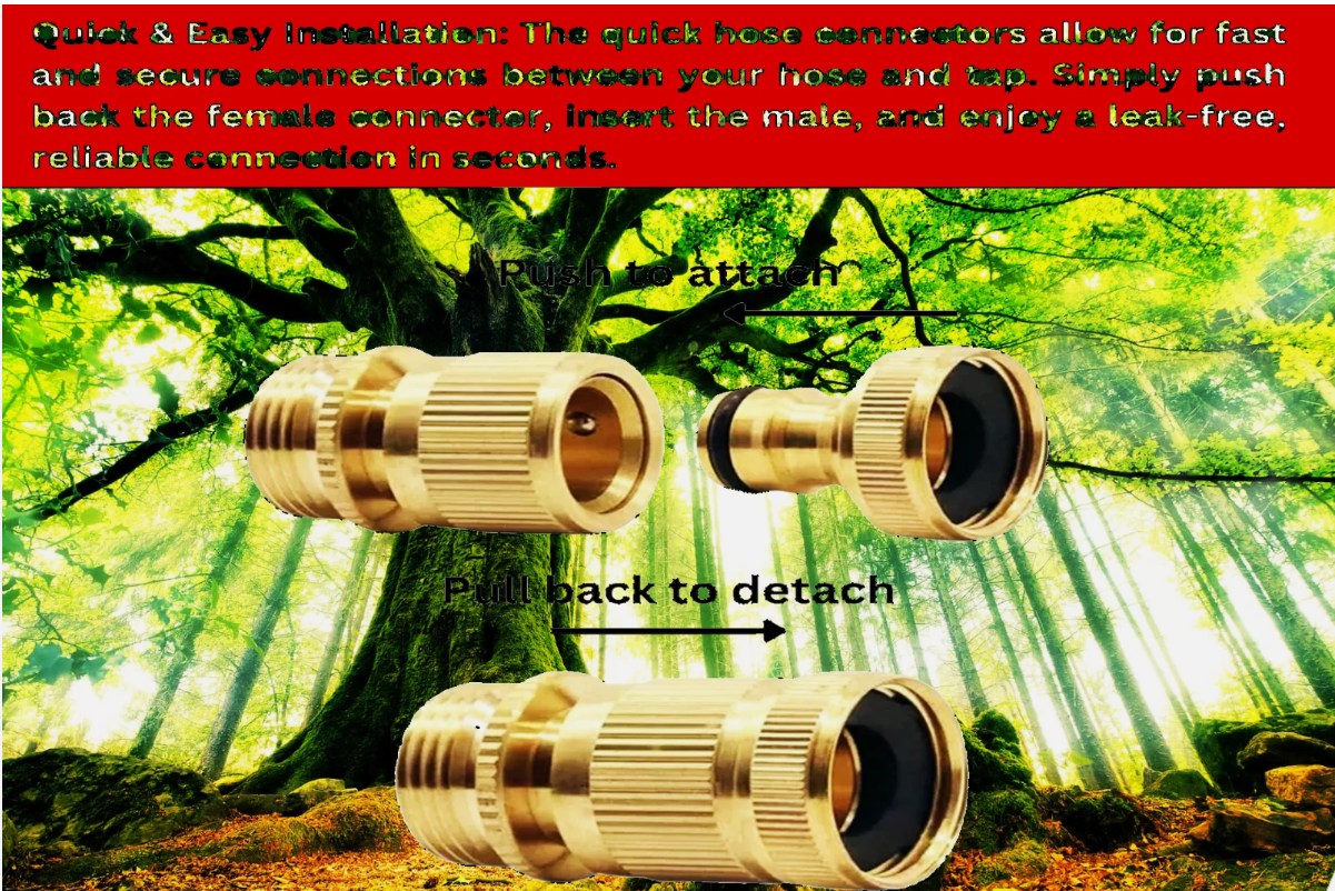 Brass Quick Connect Set: Reliable 3/4” Hose Fittings with PTFE Tape!