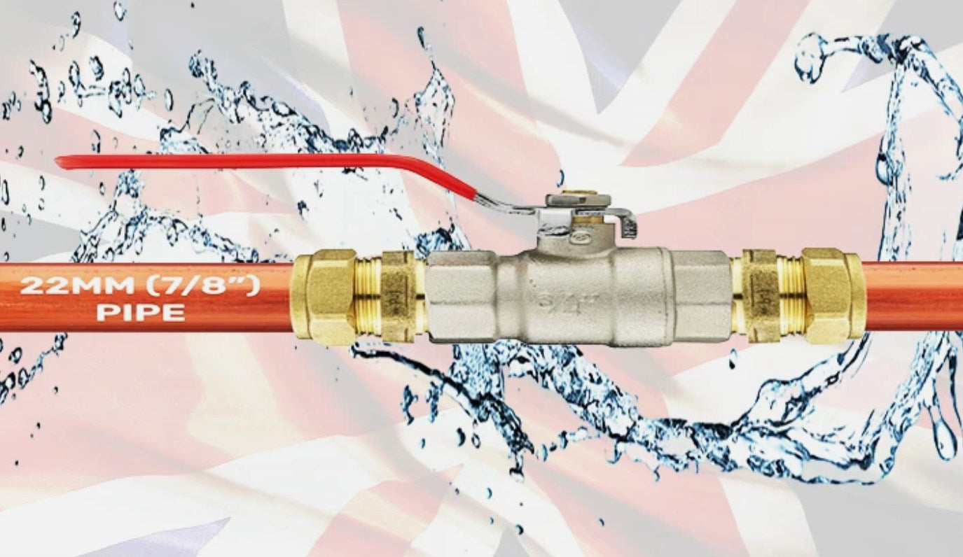 Compression Ball Valve for 22mm Pipe – Brass Fitting with Lever Handle