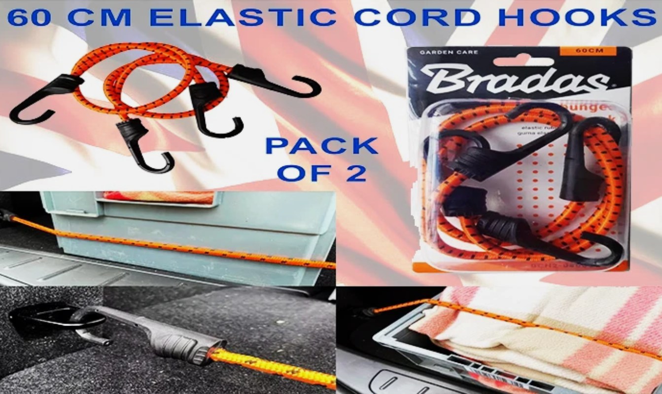 Elastic Bungee Straps 60cm (24") – 2 Pack for Luggage, Camping & Travel