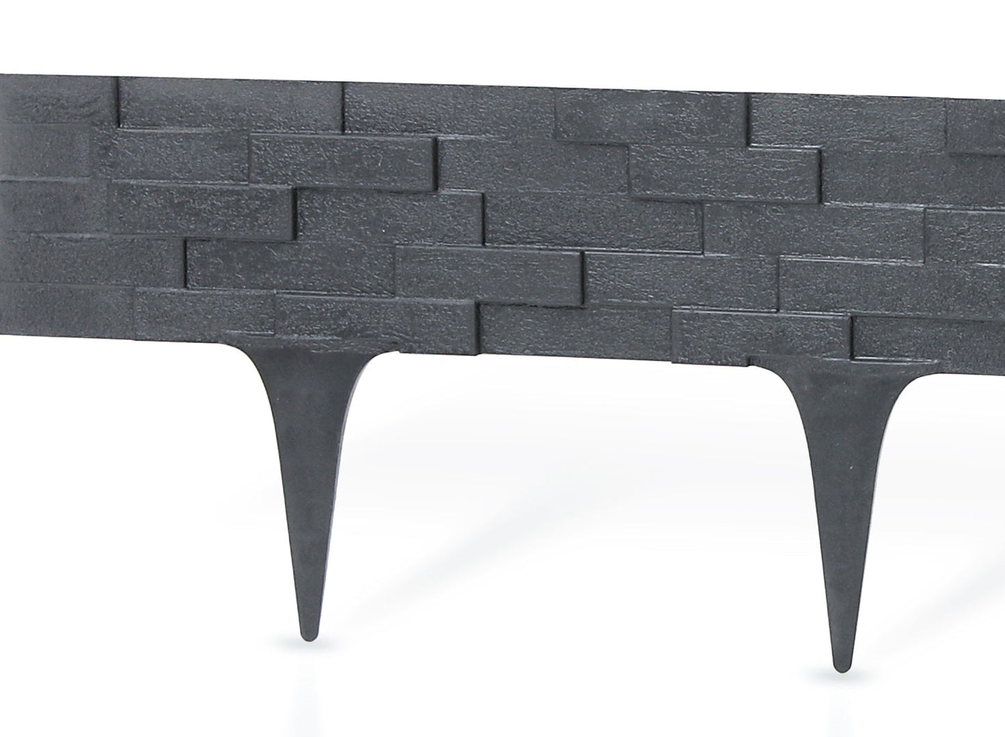 Grey Plastic Palisade Lawn Border with Slate Texture 2.38m