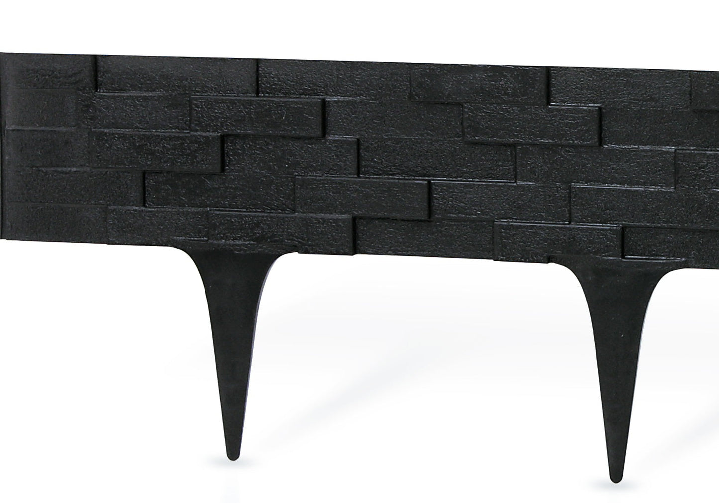 Black Plastic Palisade Lawn Border with Slate Texture 2.38m