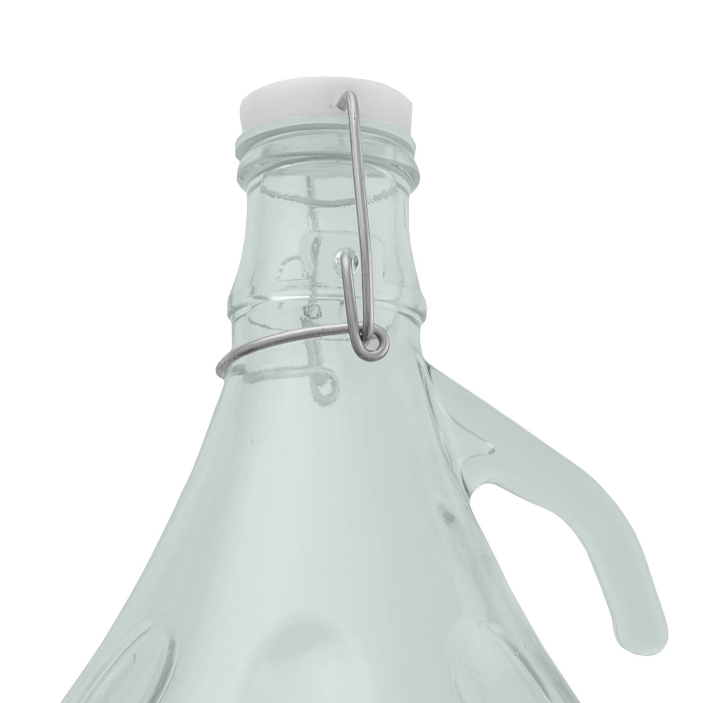 5‑Litre Glass Demijohn Bottle with Swing‑Top Lid and Yellow Safety Basket