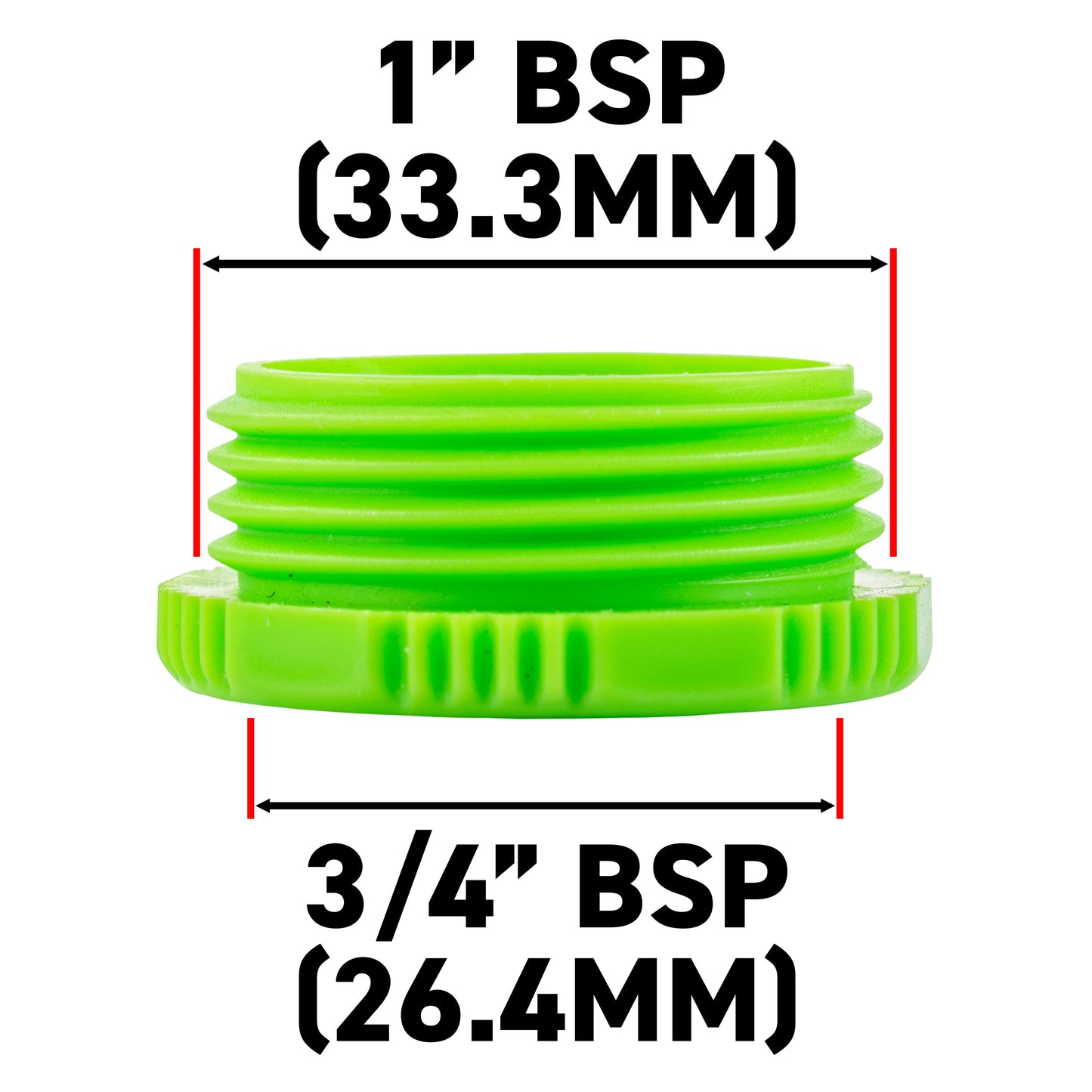 Green/Grey Female Tap Fitting Compatible with 1" or 3/4" BSP Female Threads