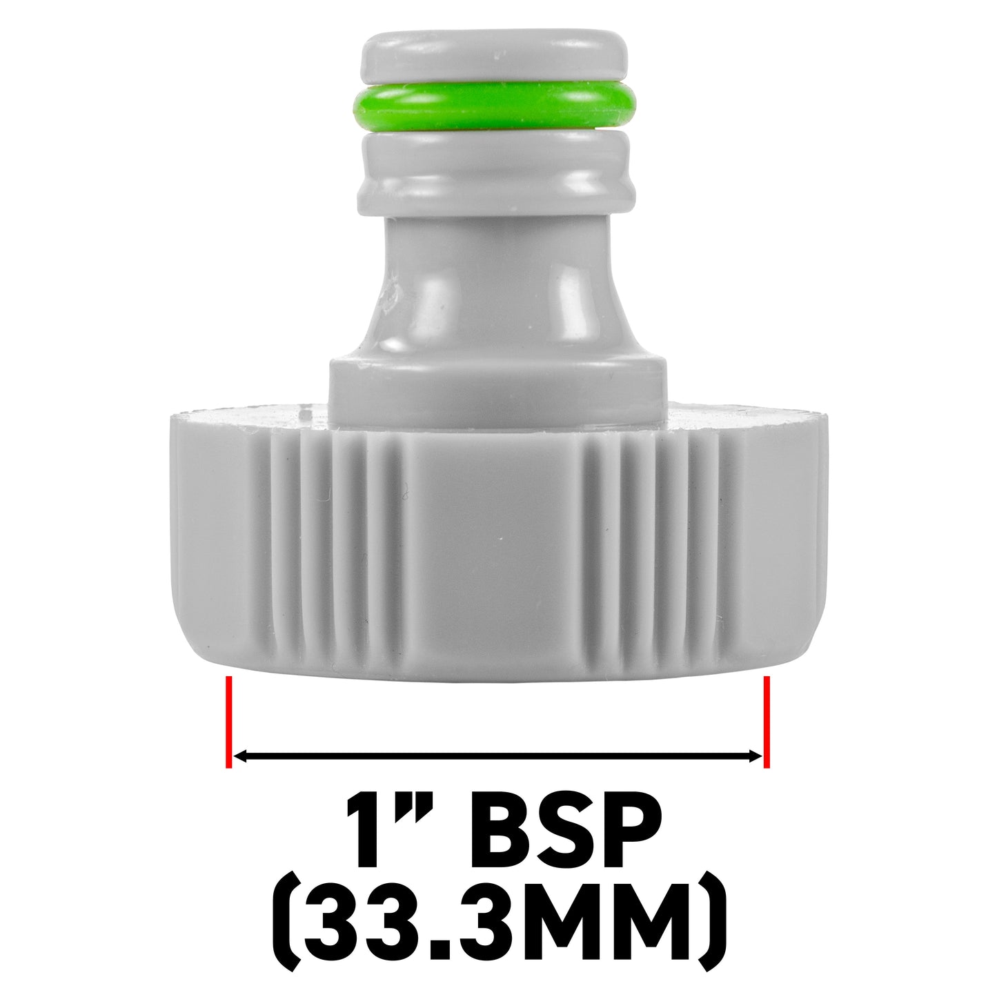 Green/Grey Female Tap Fitting Compatible with 1" or 3/4" BSP Female Threads
