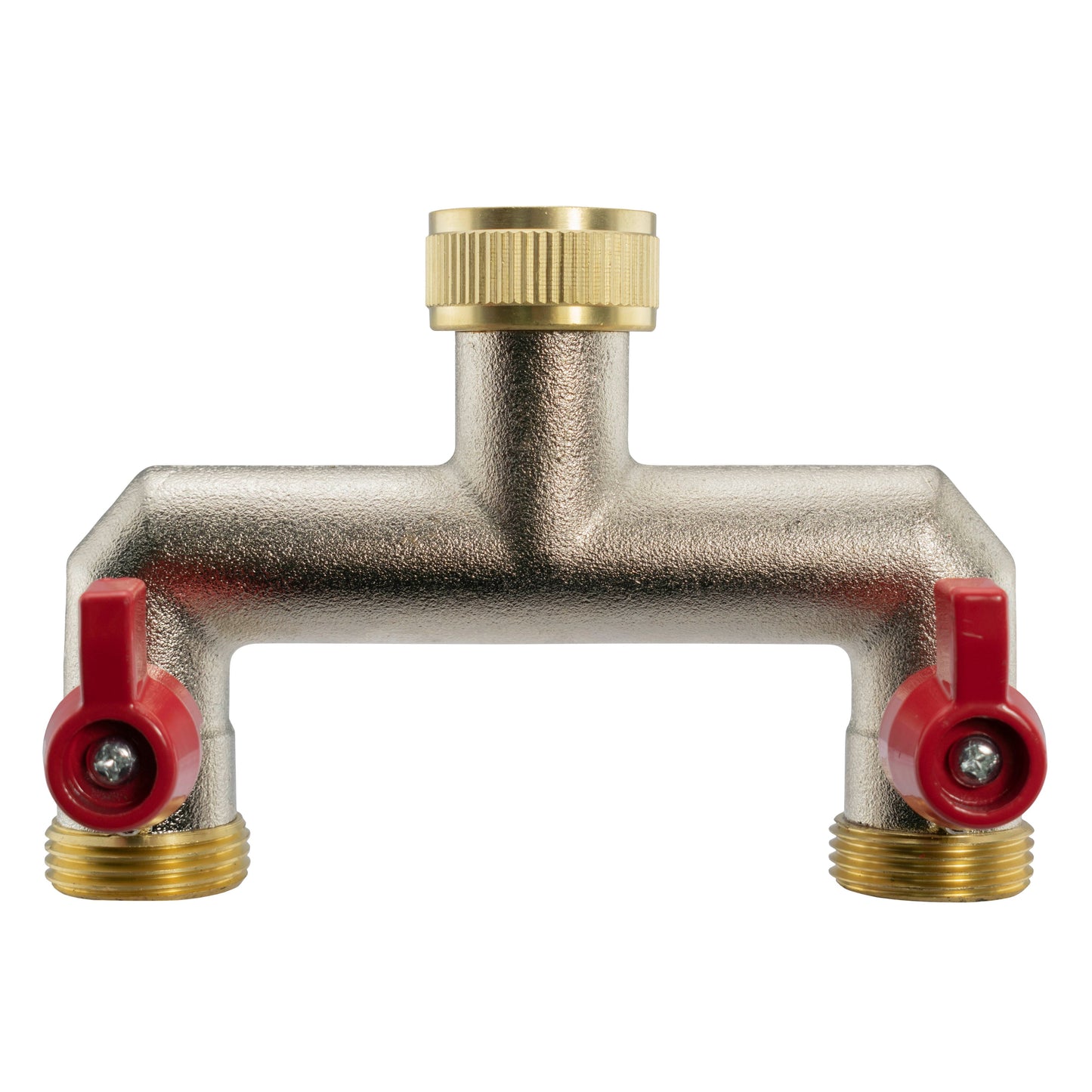 15mm Brass Wall Flange Kit with Lever Tap and 3/4" BSP Metal Splitter