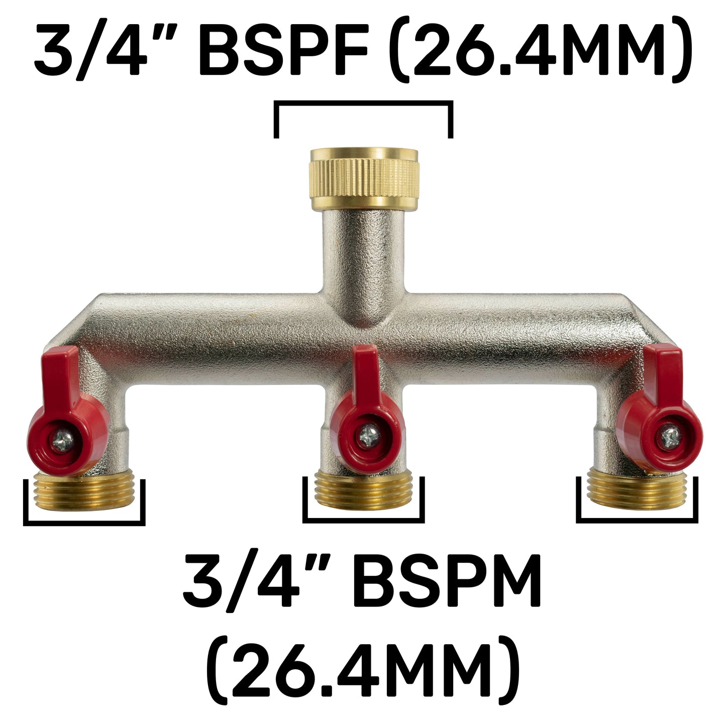 20mm MDPE Wall Flange Set Complete with Metal 3-Way Splitter Tap