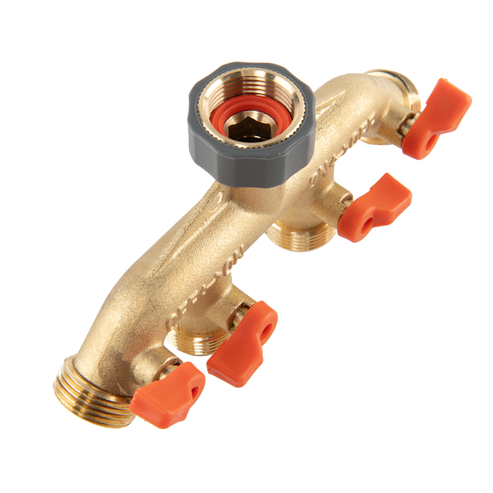 Brass 4-Way Tap Splitter – 3/4" BSP