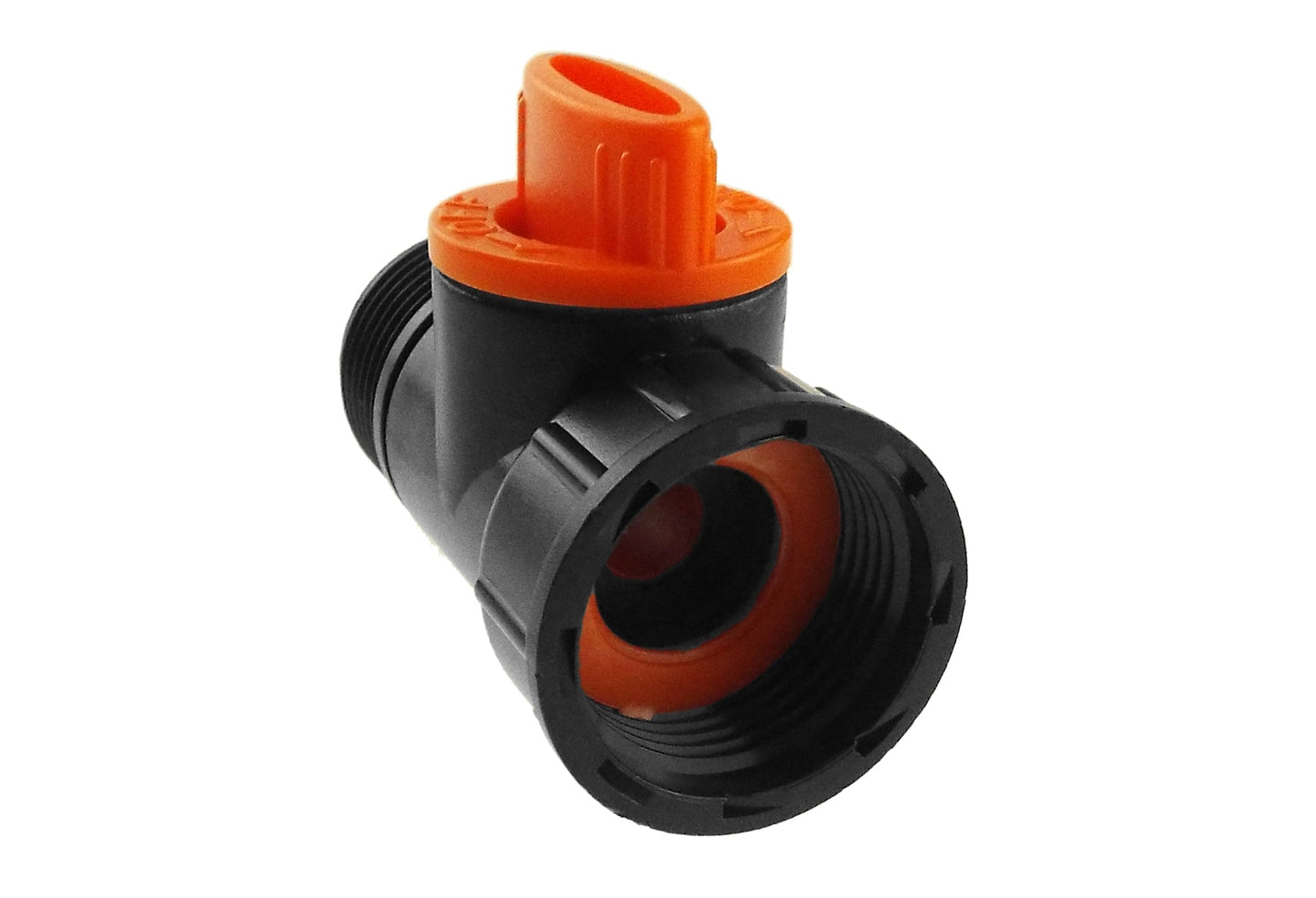 ¾" BSPM-F Tap Adapter with Integrated Valve Black/Orange