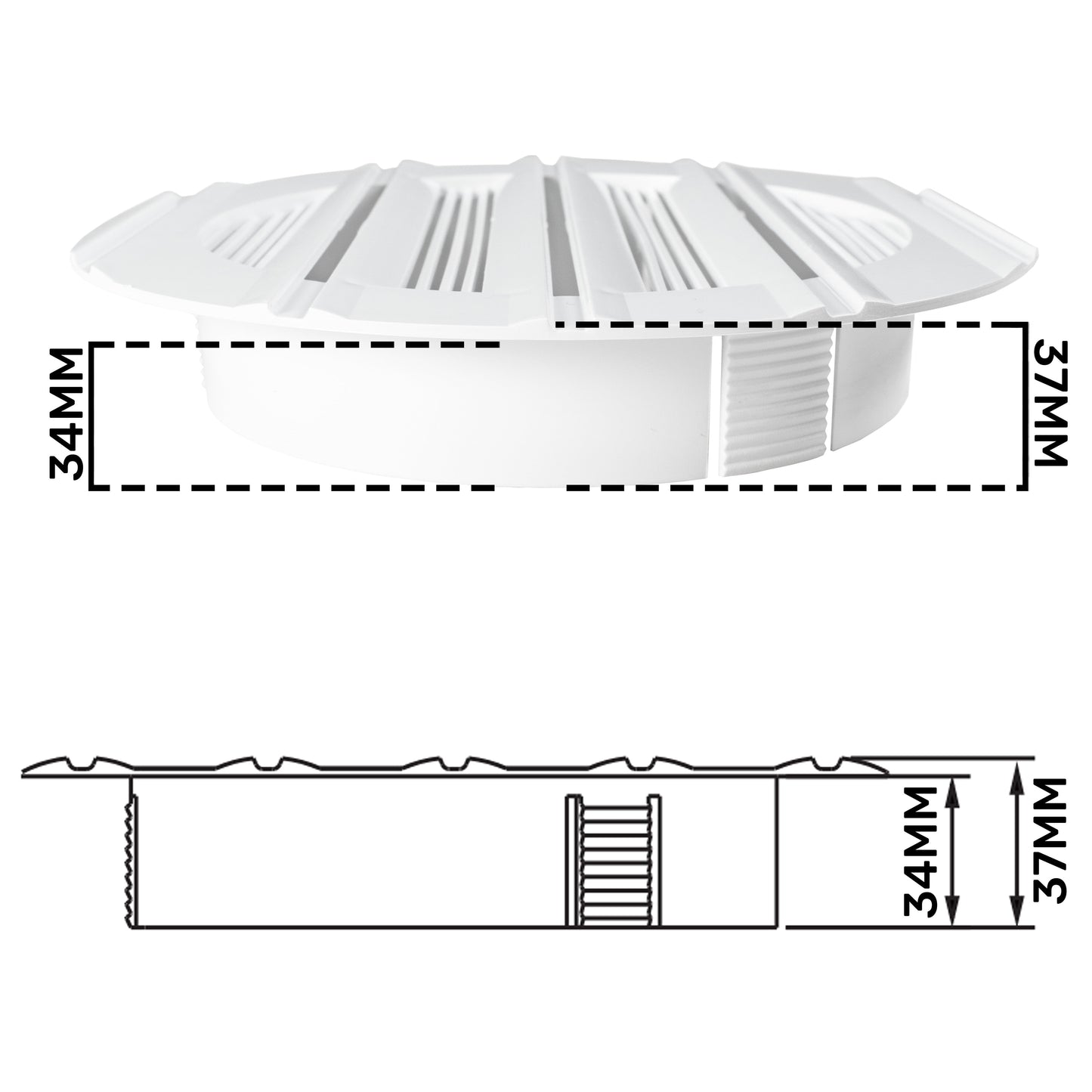 150mm White Round Bella Louvre Vent