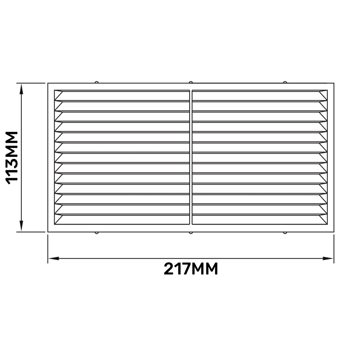 220mm x 120mm Classic Louvre Vent D/220X120W with Insect Screen
