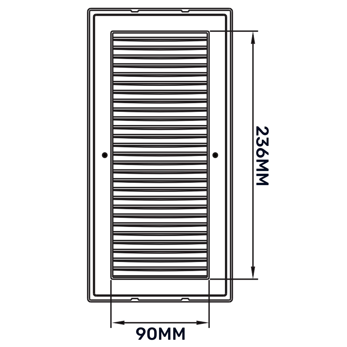 White Louvre Vent DL/90X240RW LUX with Insect Mesh