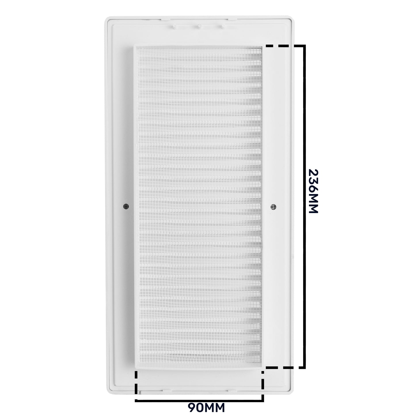 White Louvre Vent DL/90X240RW LUX with Insect Mesh